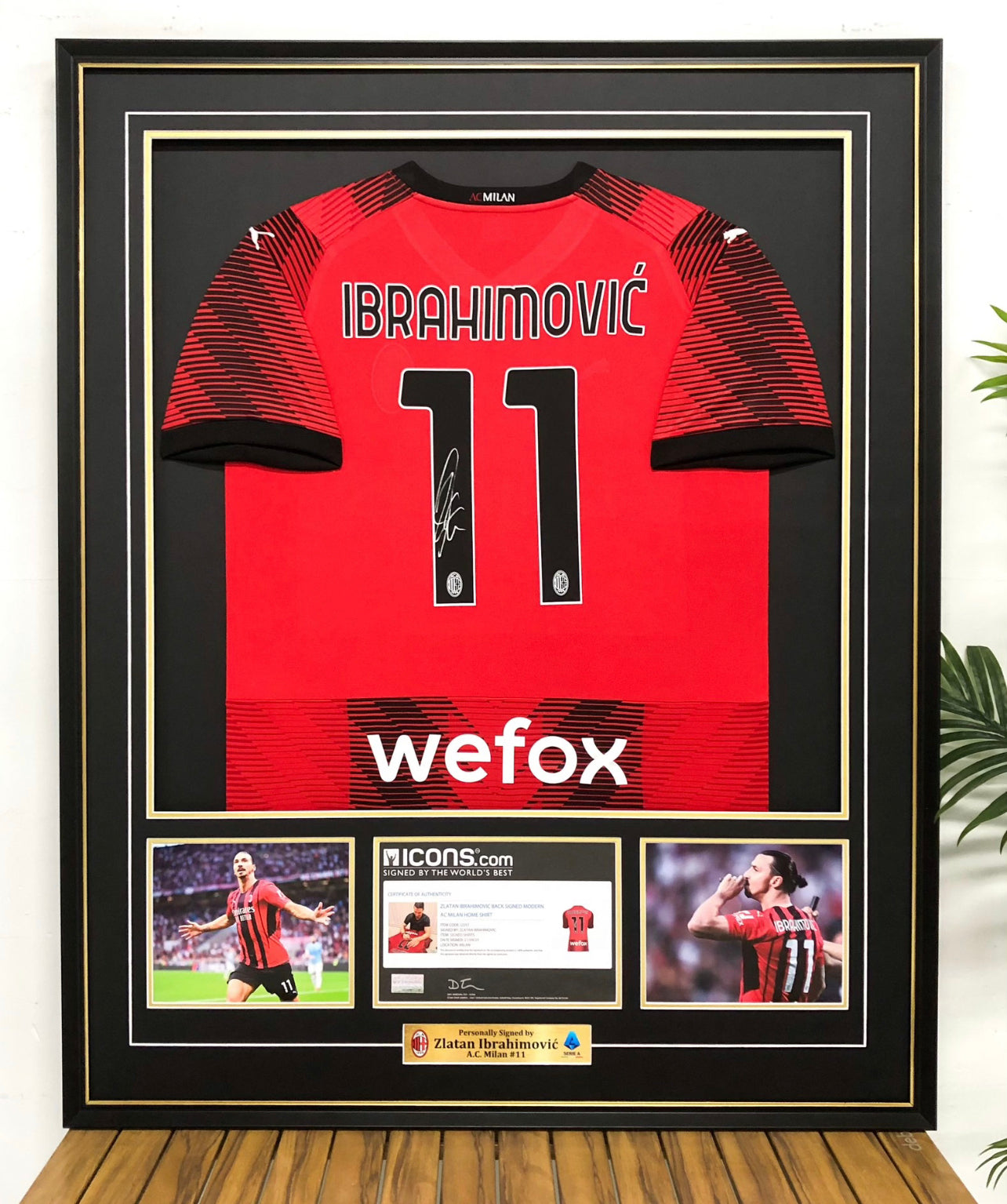 A.C. Milan IBRAHIMOVIC Autographed Jersey with Personalized Custom Design Framed 000021