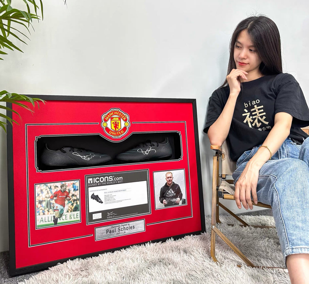 Manchester United Paul Scholes Sneakers with Personalized Custom Design Framed 000021