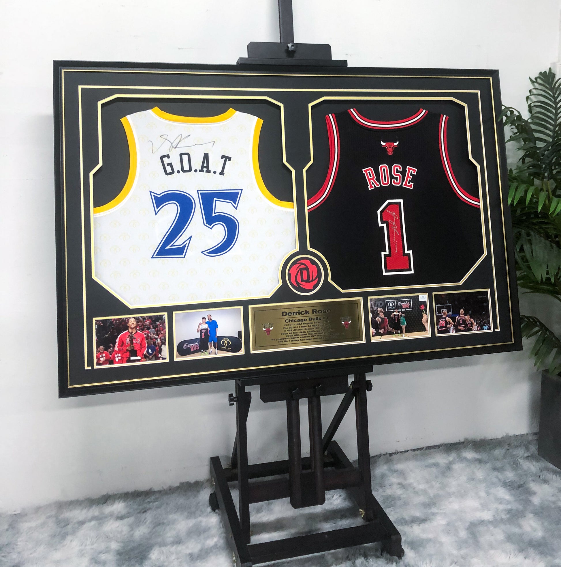 Chicago Bulls Derrick Rose Autographed Jersey with Personalized Custom Design Framed 00015