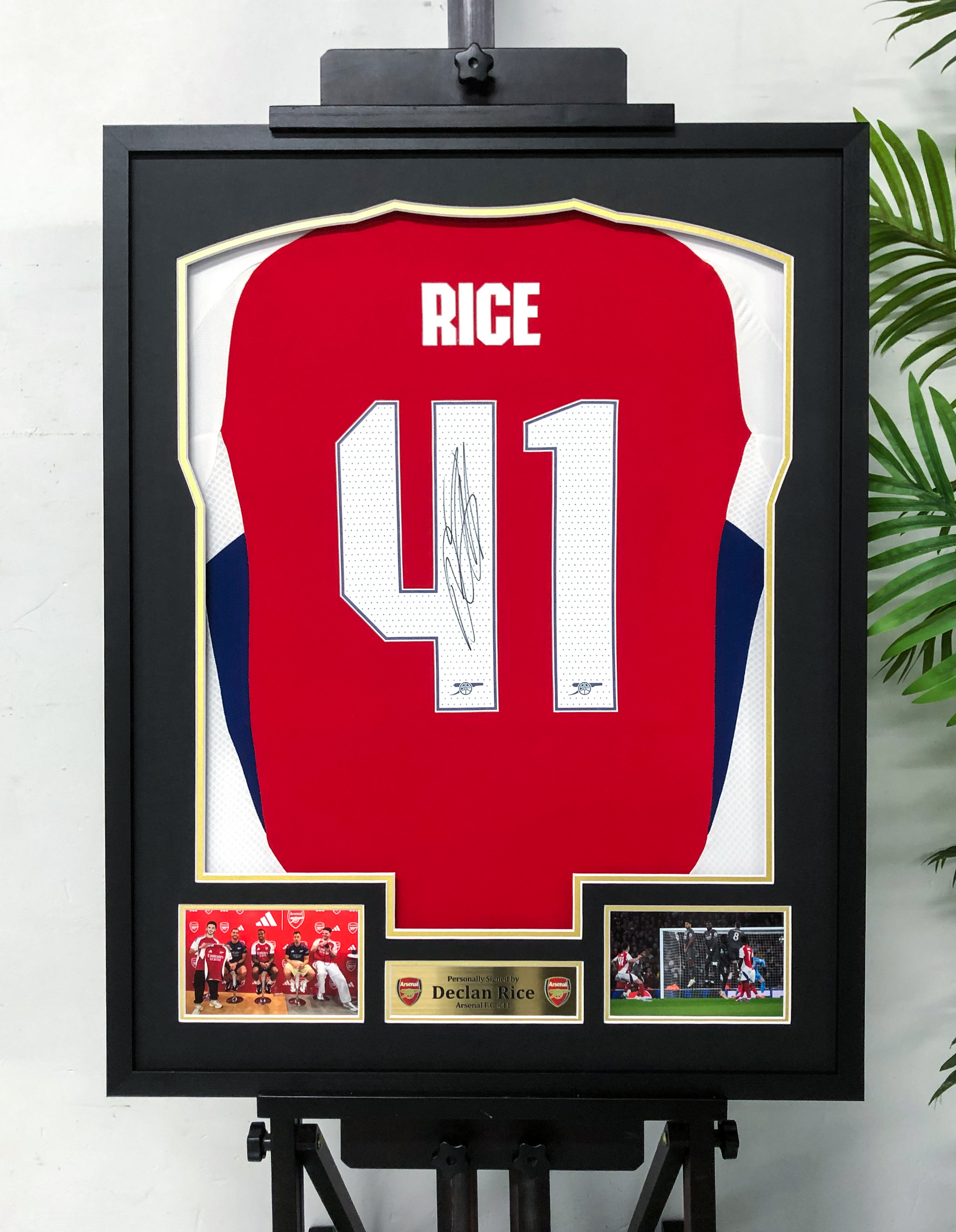 The Arsenal Declan Rice Football Club Autographed Jersey with Personalized Custom Design Framed 00031