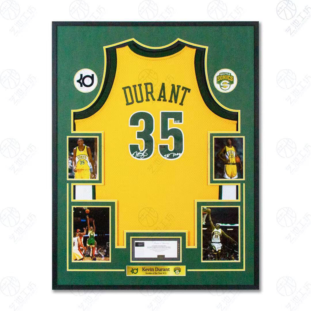 Oklahoma City Thunder Kevin Durant Autographed Jersey with Personalized Custom Design Framed 00006