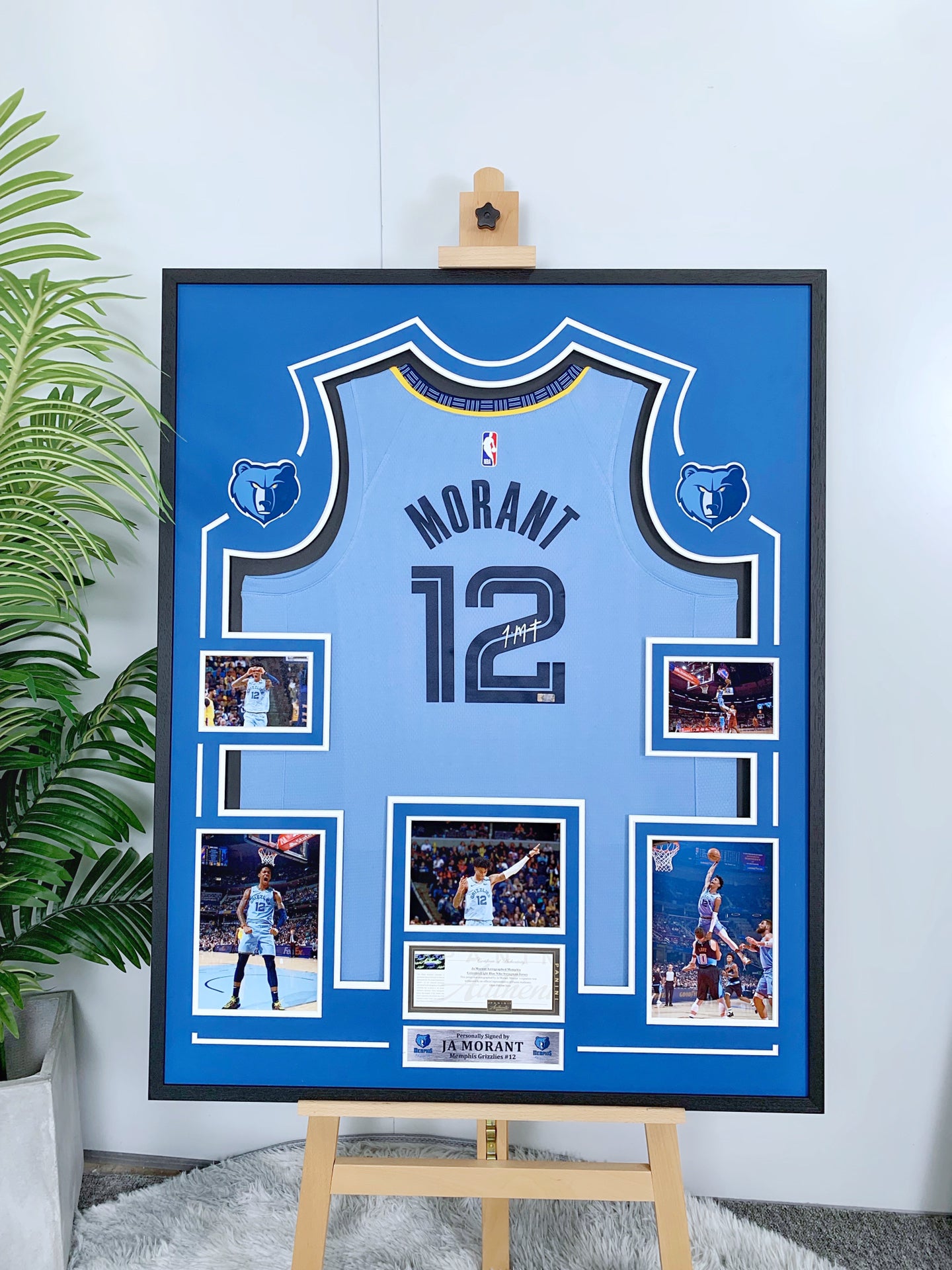 Memphis Grizzlies Ja Morant Autographed Jersey with Personalized Custom Design Framed 00002