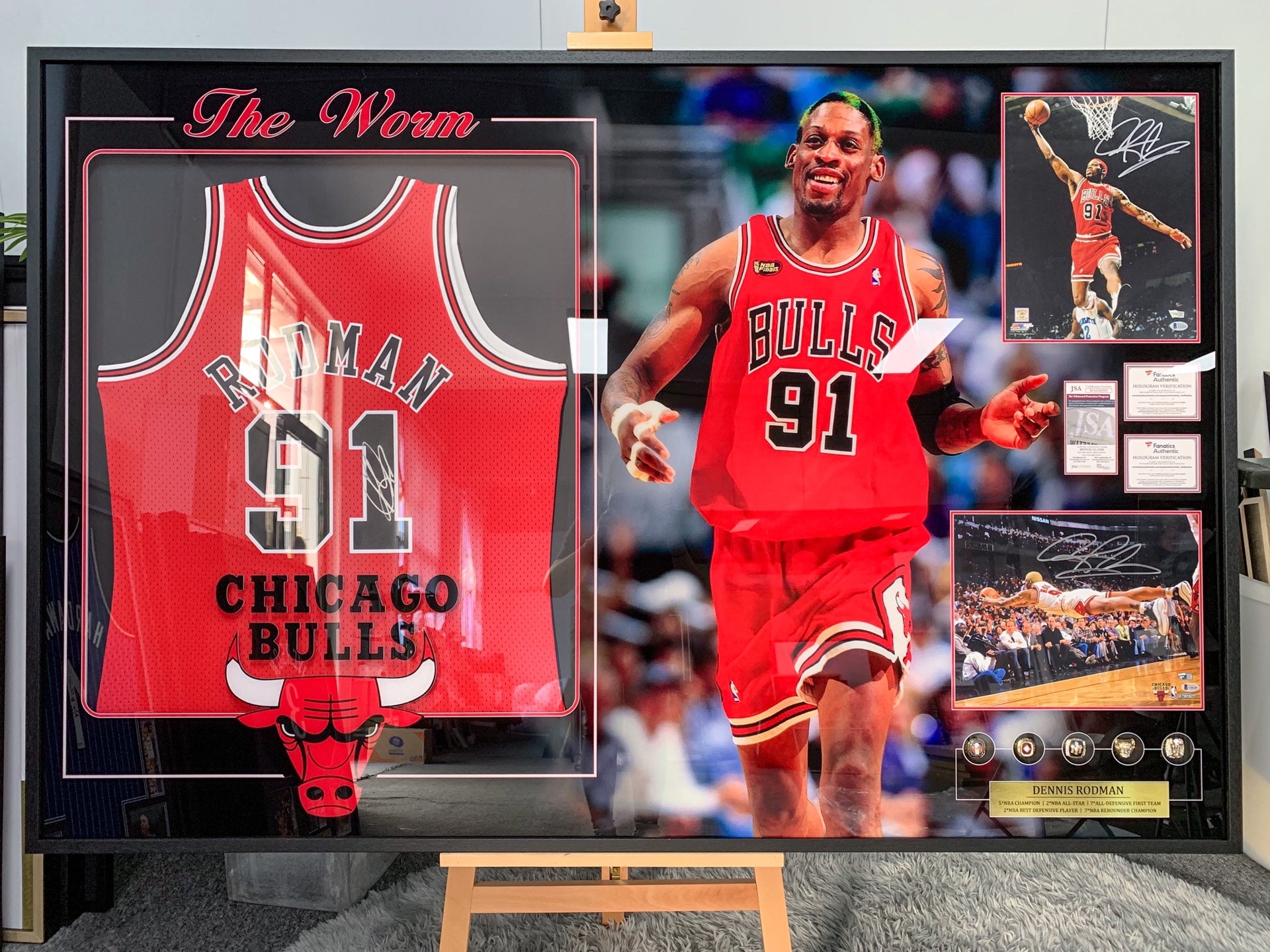 Chicago Bulls Dennis Rodman Autographed Jersey with Personalized Custom Design Framed 00002