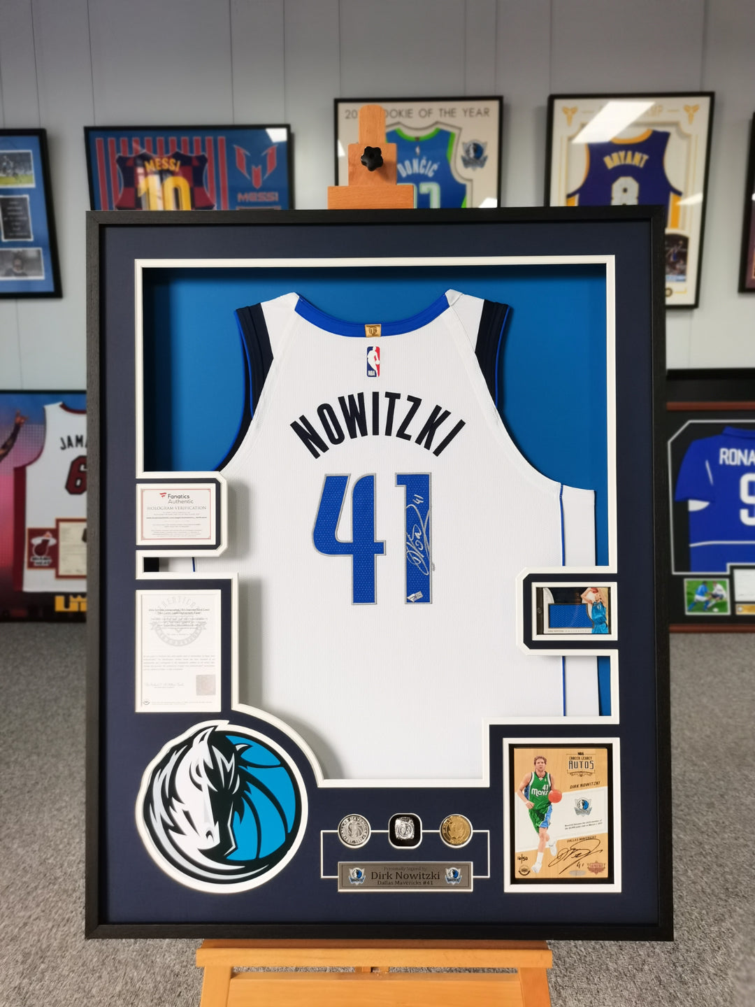Dallas Mavericks Dirk Nowitzki Autographed Jersey with Personalized Custom Design Framed 00003