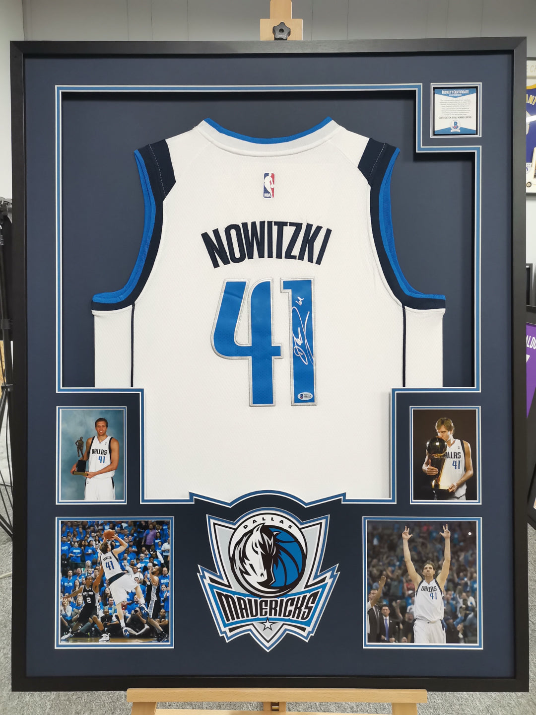 Dallas Mavericks Dirk Nowitzki Autographed Jersey with Personalized Custom Design Framed 00004