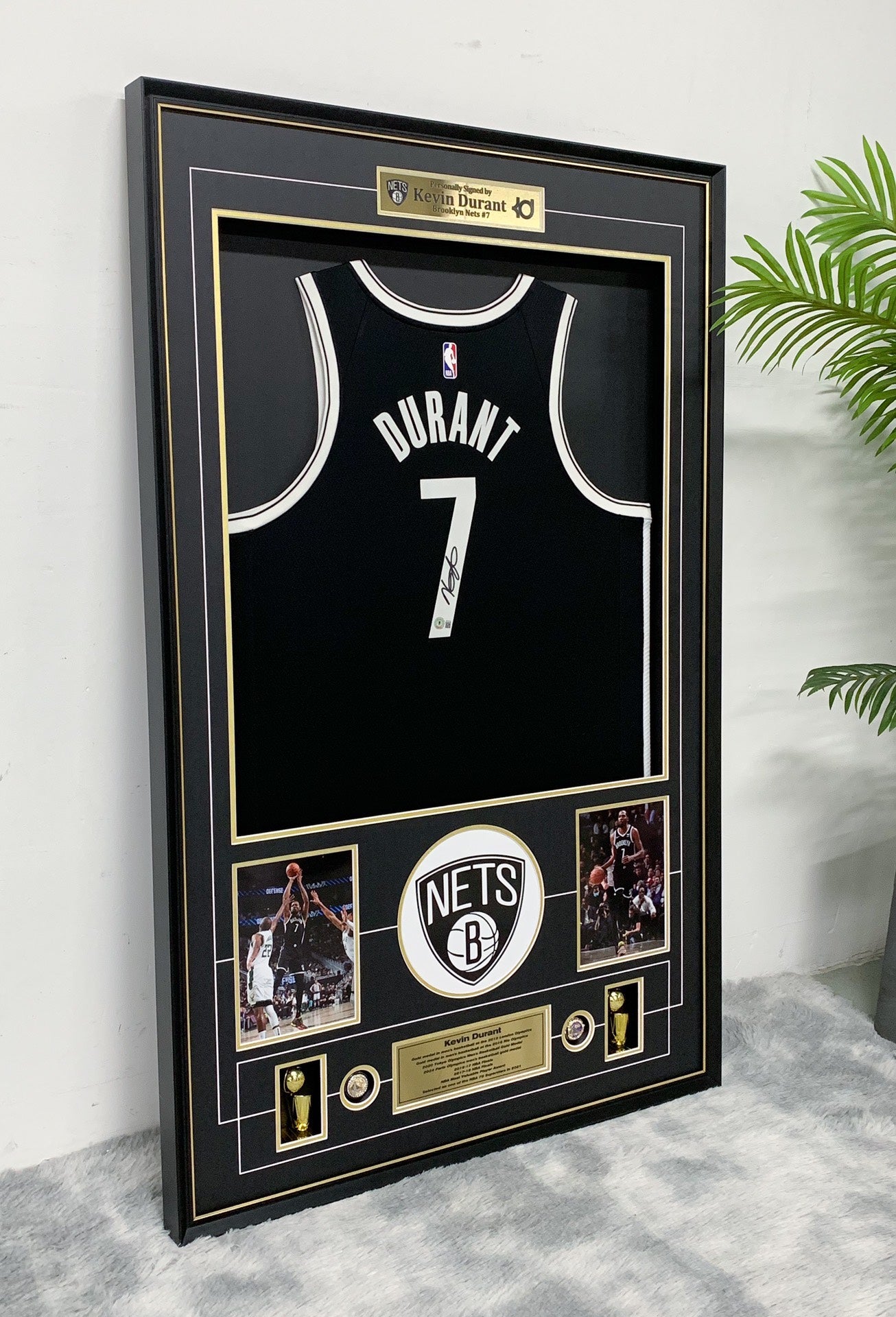 Brooklyn Nets Kevin Durant Autographed Jersey with Personalized Custom Design Framed 00007