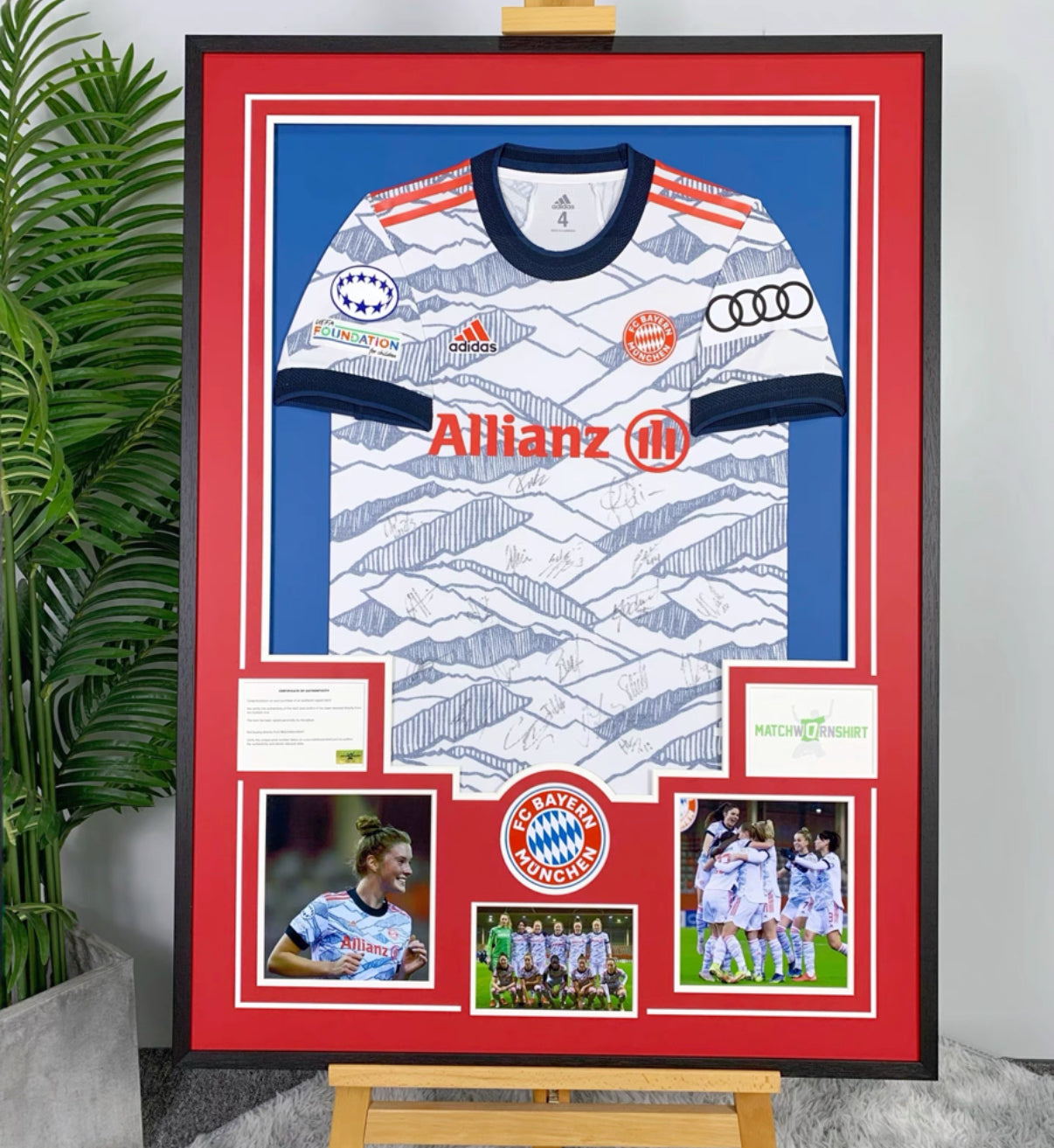 FC Bayern Munich Autographed Jersey with Personalized Custom Design Framed 00005