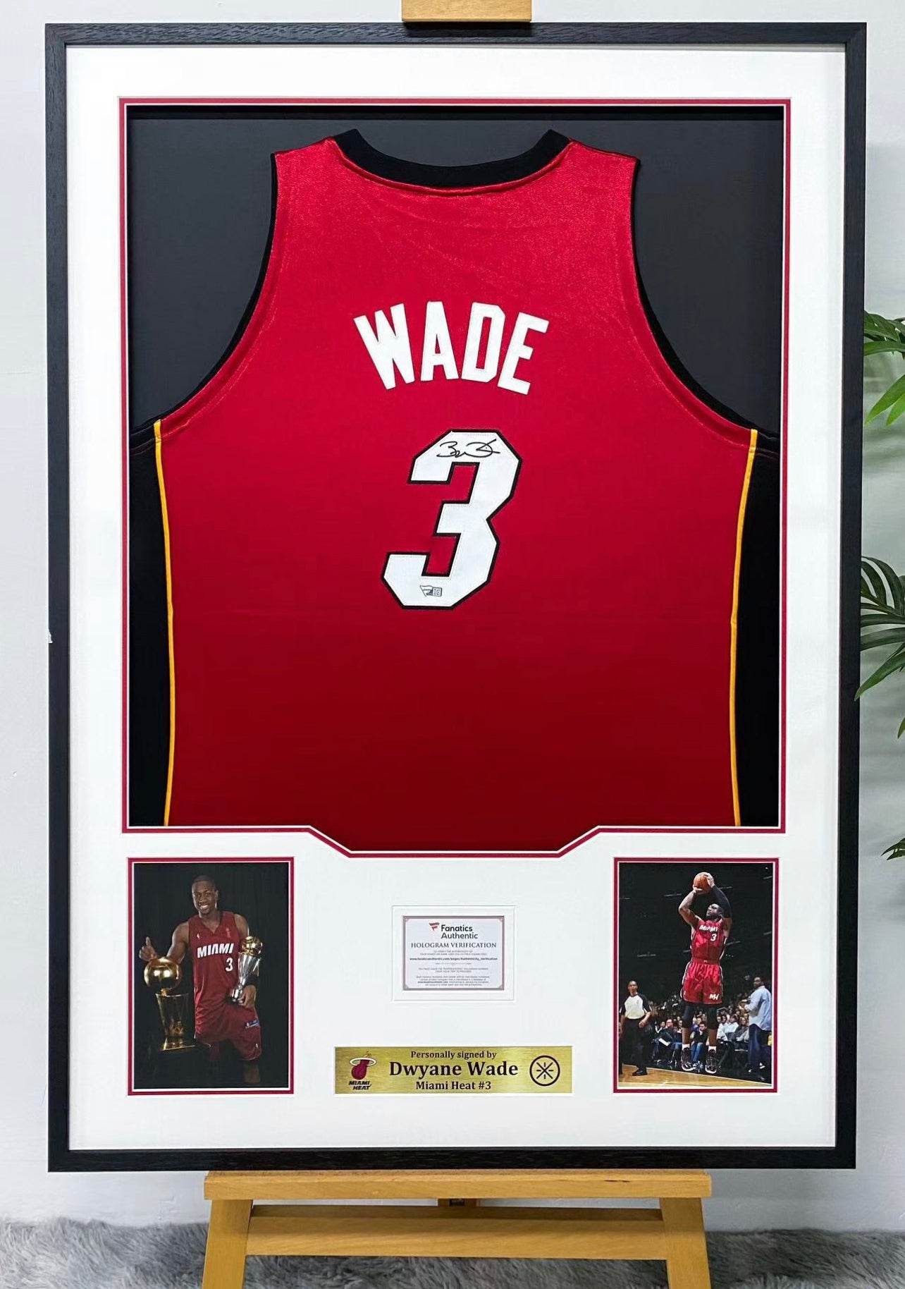 Miami Heat Dwyane Wade Autographed Jersey with Personalized Custom Design Framed 00009