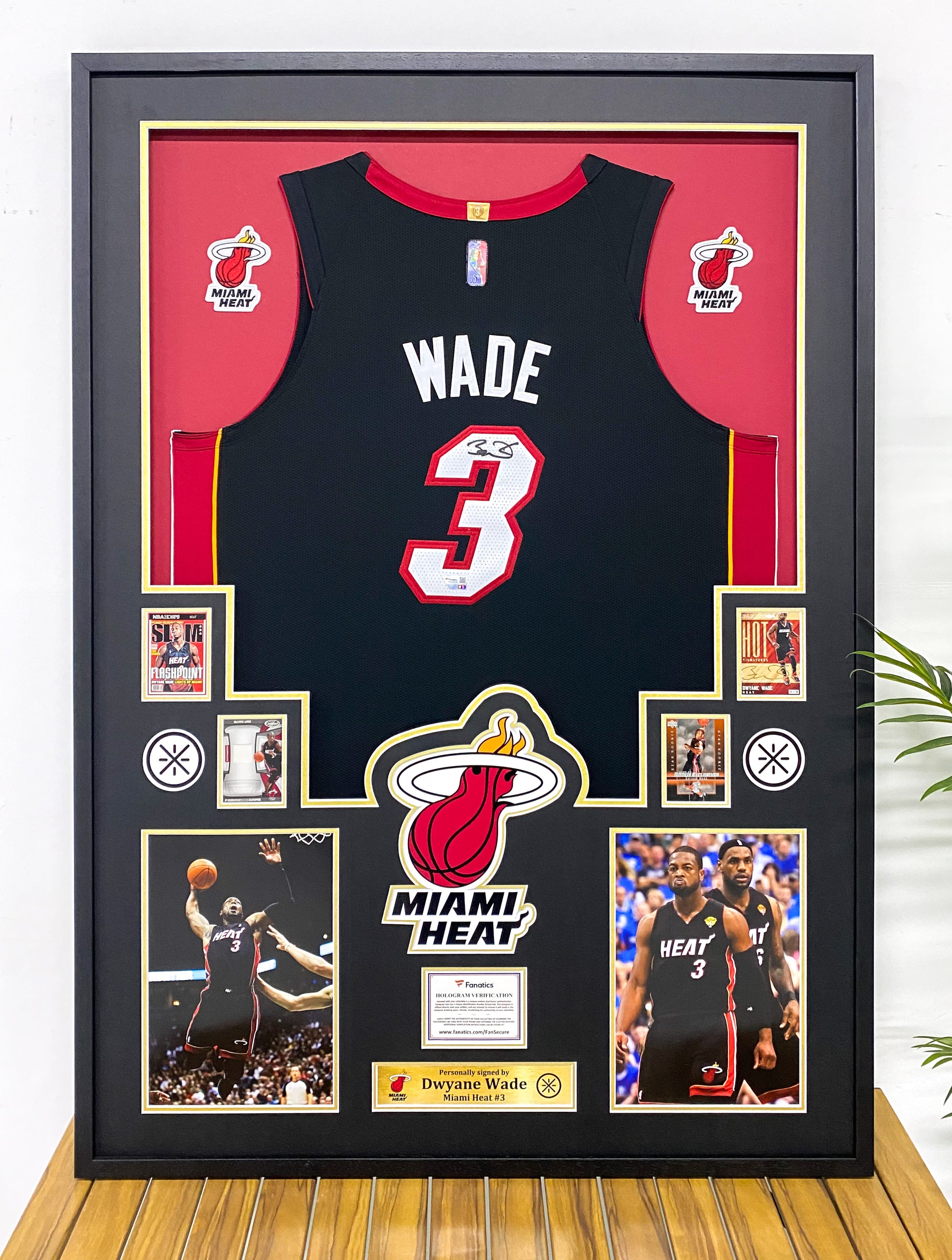 Miami Heat Dwyane Wade Autographed Jersey with Personalized Custom Design Framed 00002