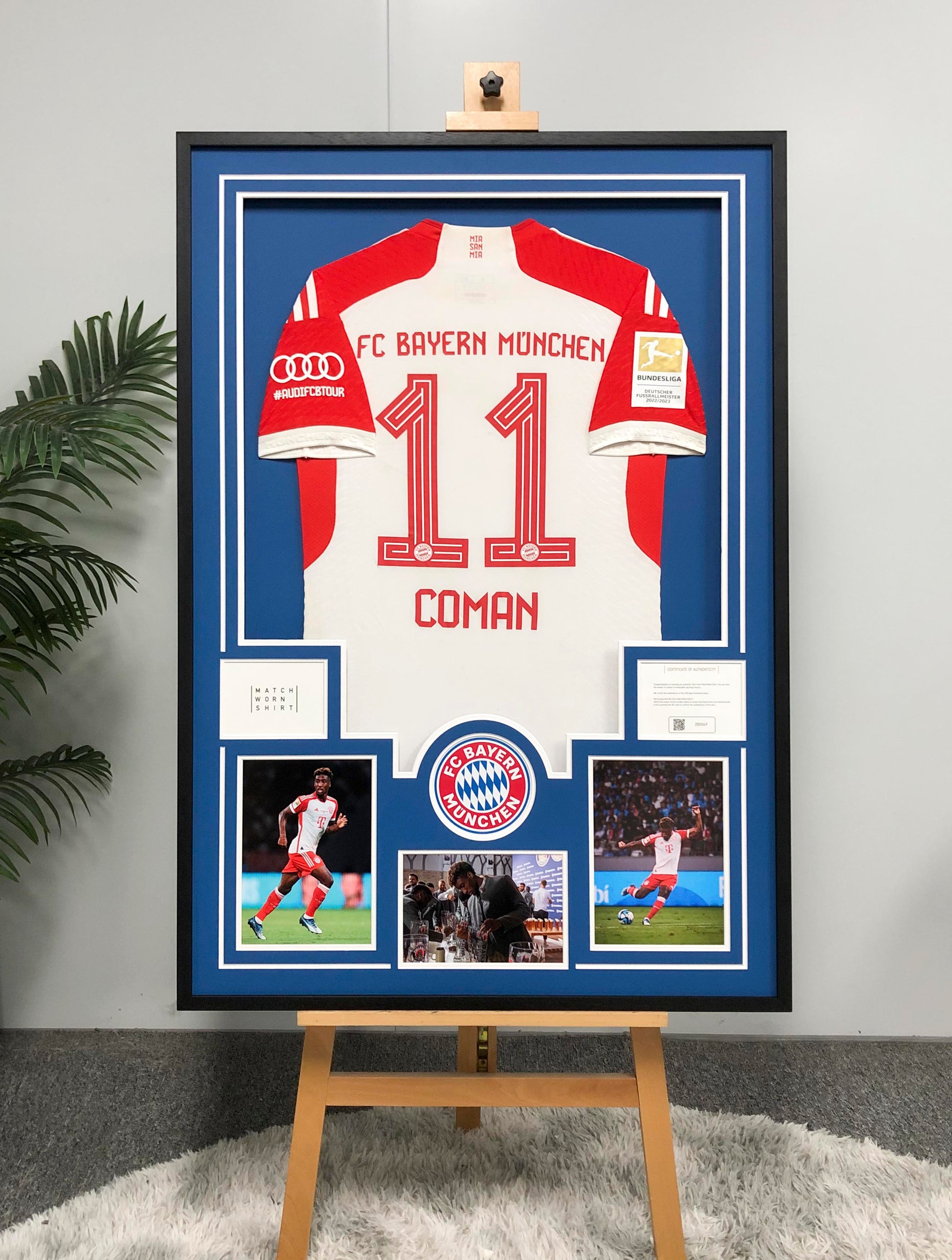 FC Bayern Munich Kingsley Coman Autographed Jersey with Personalized Custom Design Framed 00002
