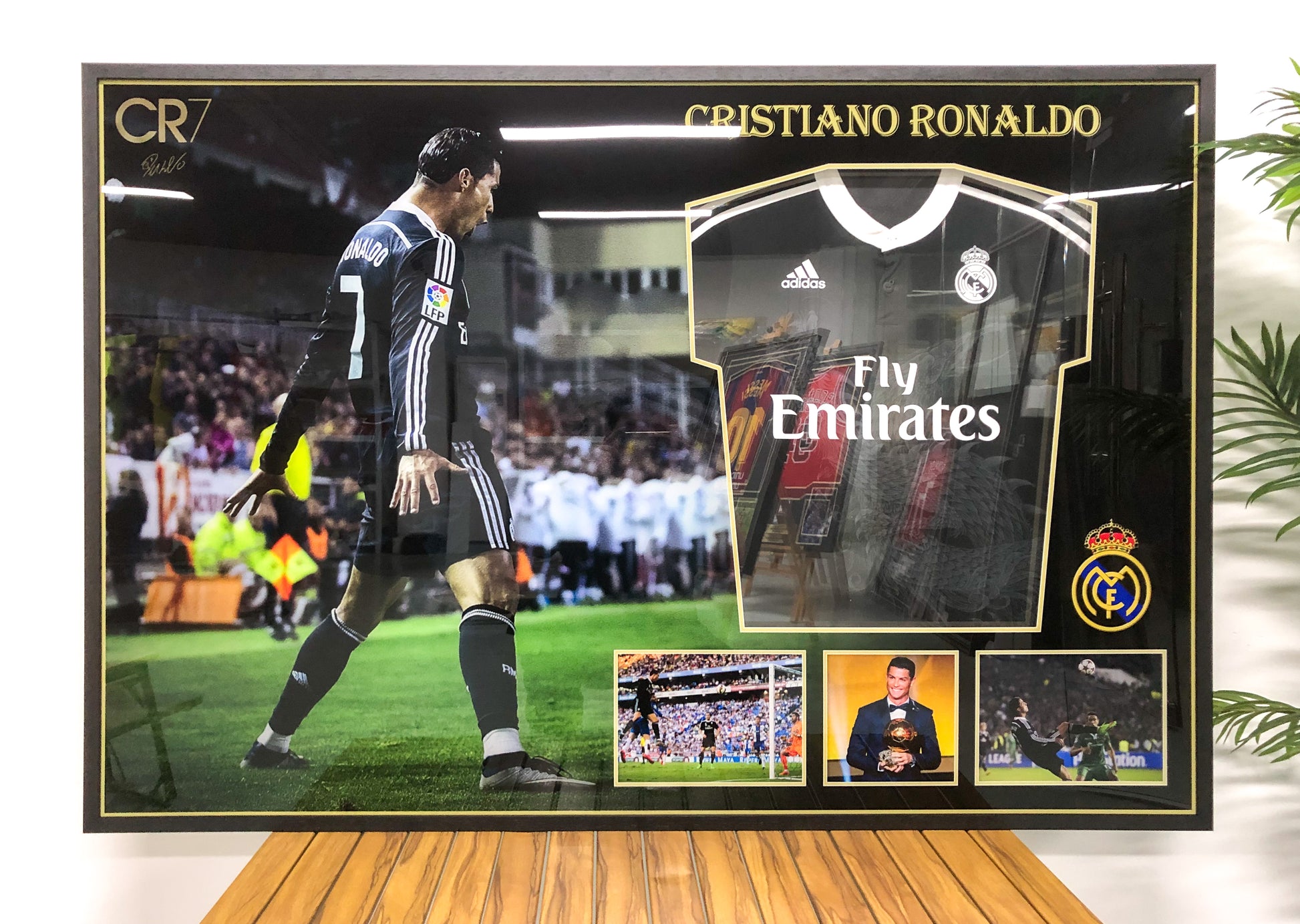 Real Madrid CF Cristiano Ronaldo Autographed Jersey with Personalized Custom Design Framed 00006