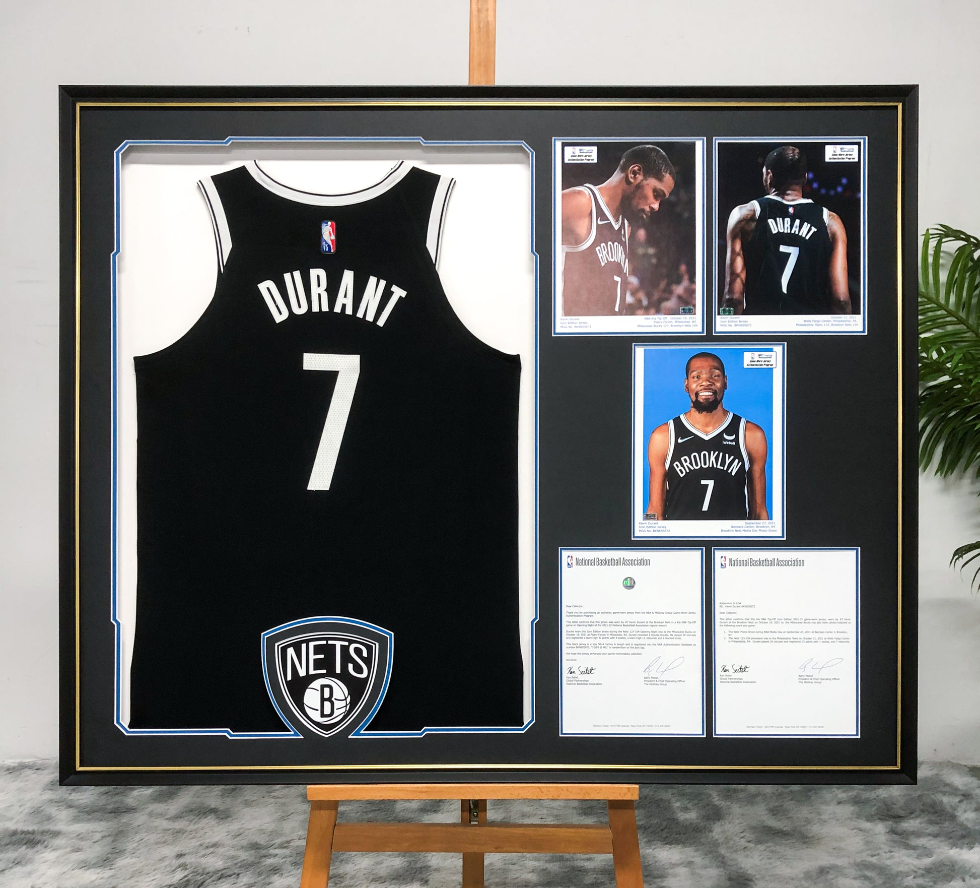 Brooklyn Nets Kevin Durant Autographed Jersey with Personalized Custom Design Framed 00004