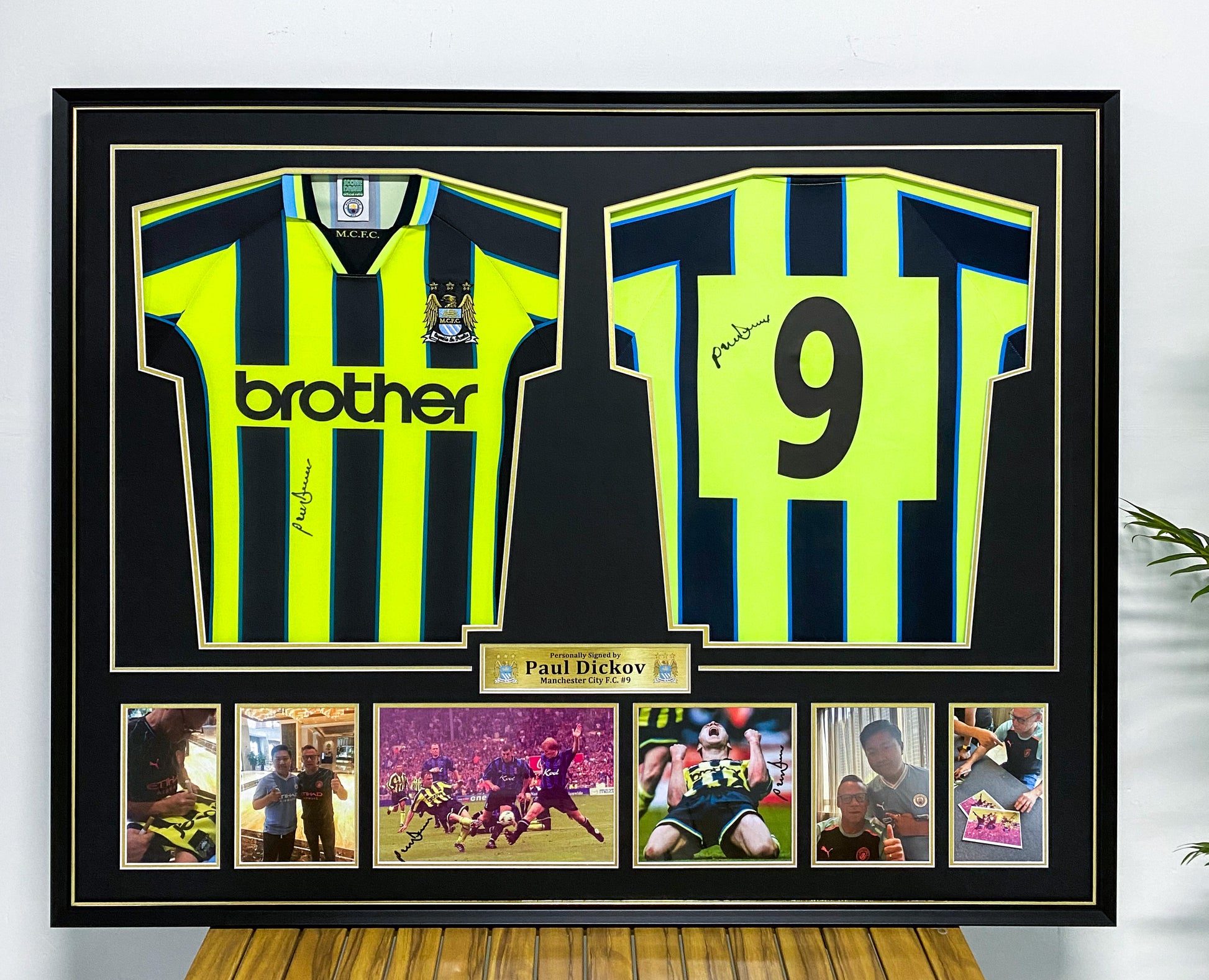 Manchester City FC Paul Dickov Autographed Jersey with Personalized Custom Design Framed 00005