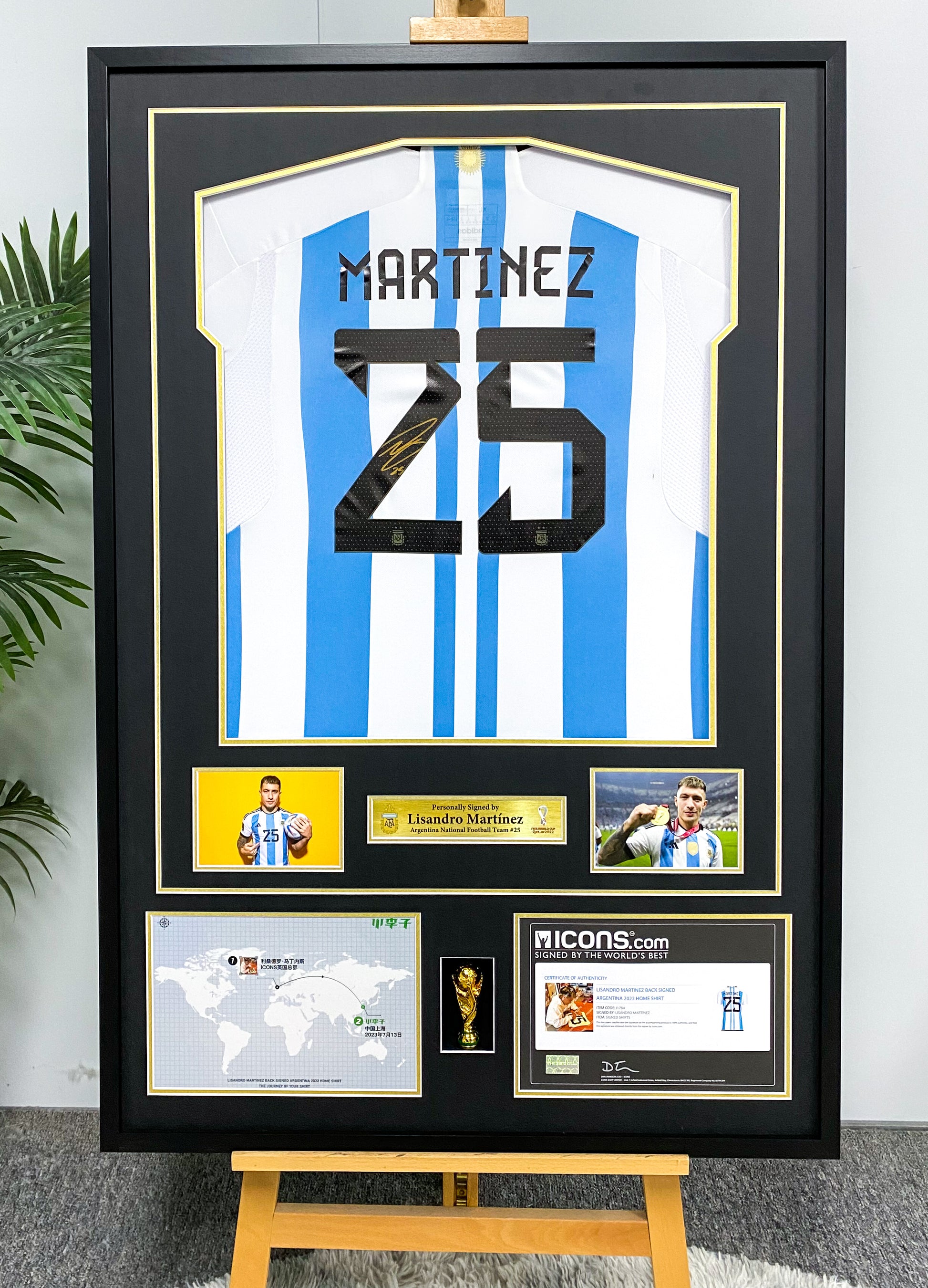 Argentina Lautaro Martínez Autographed Jersey with Personalized Custom Design Framed 00005