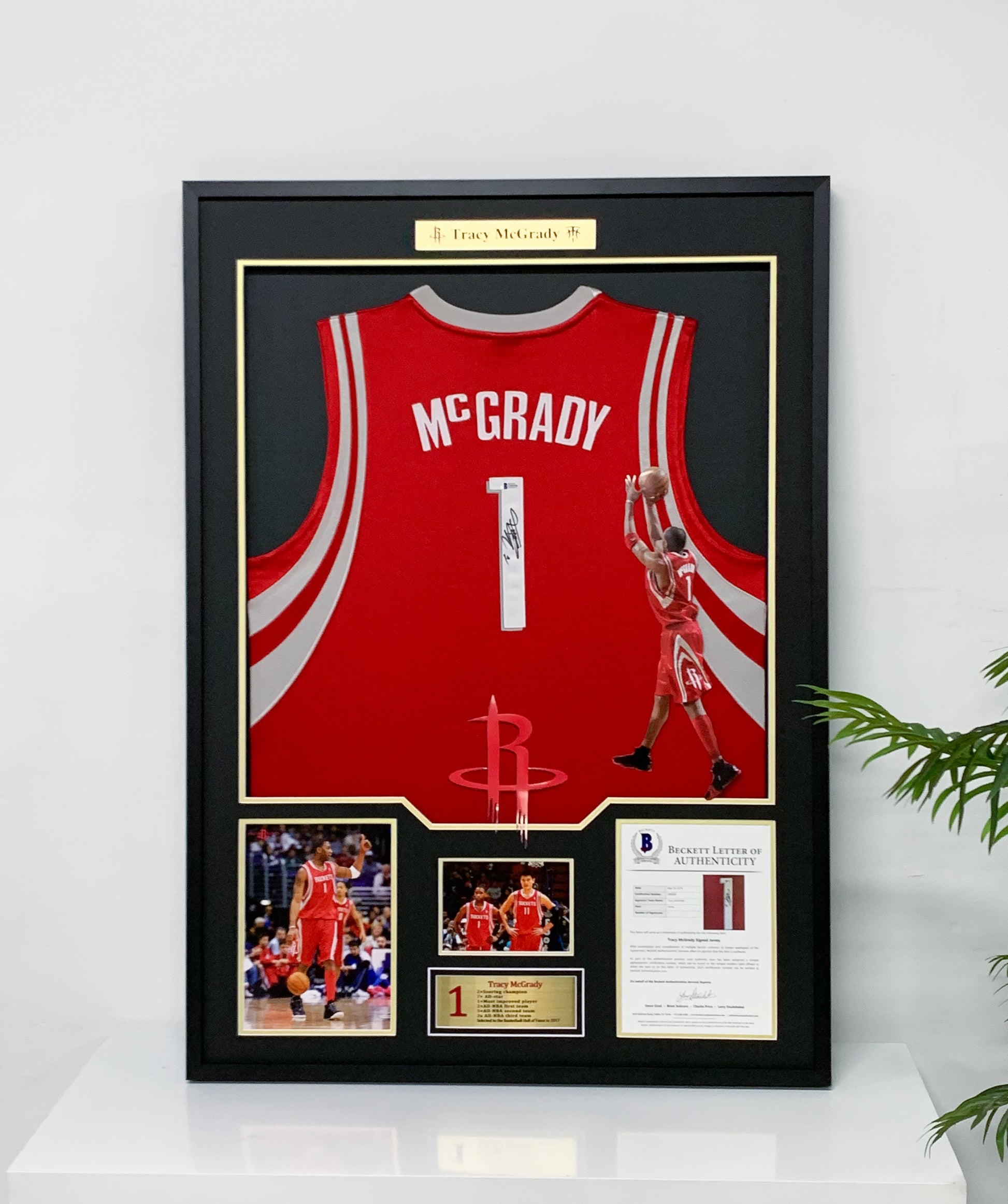 Houston Rockets Tracy McGrady Autographed Jersey with Personalized Custom Design Framed 00006