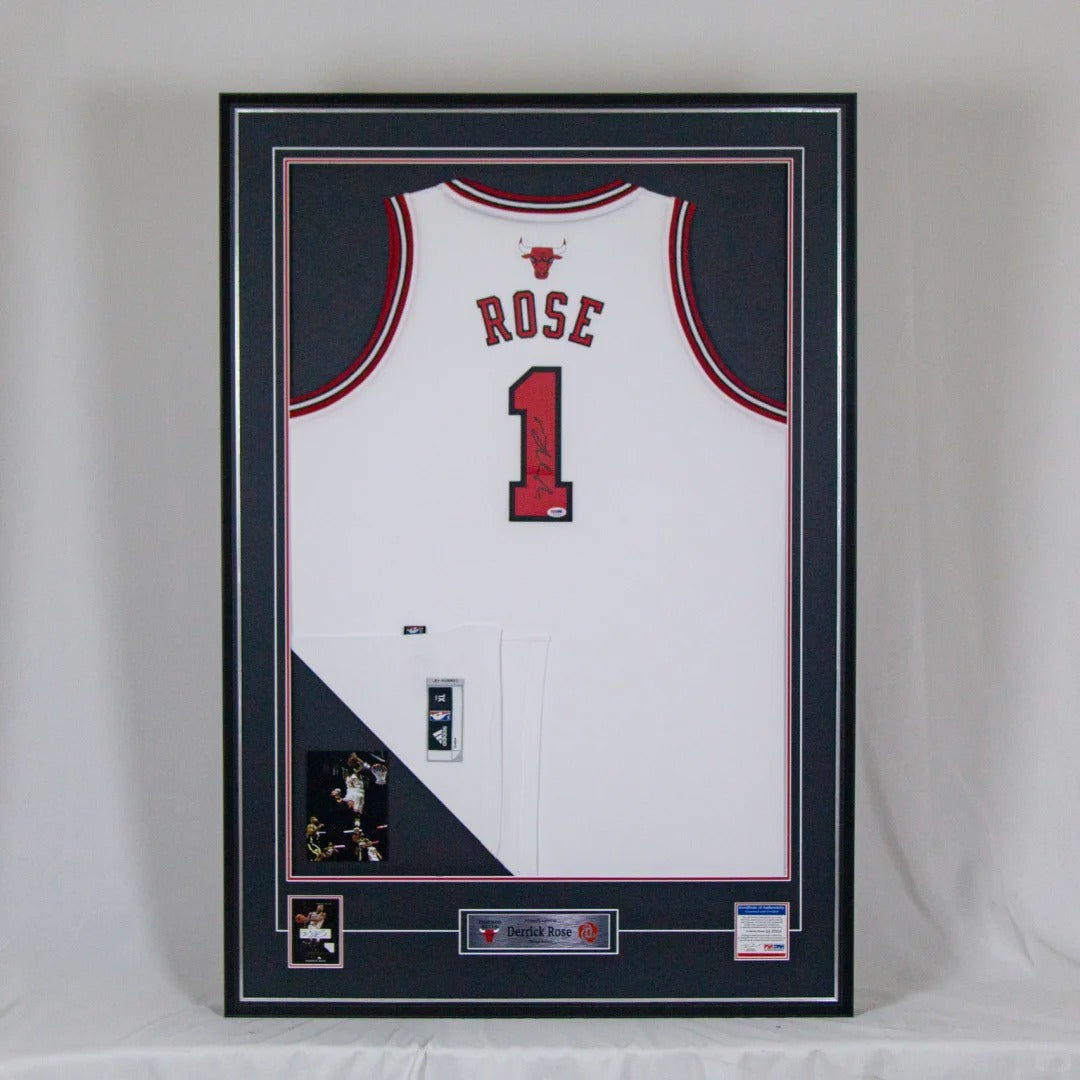 Chicago Bulls Derrick Rose Autographed Jersey with Personalized Custom Design Framed 00006