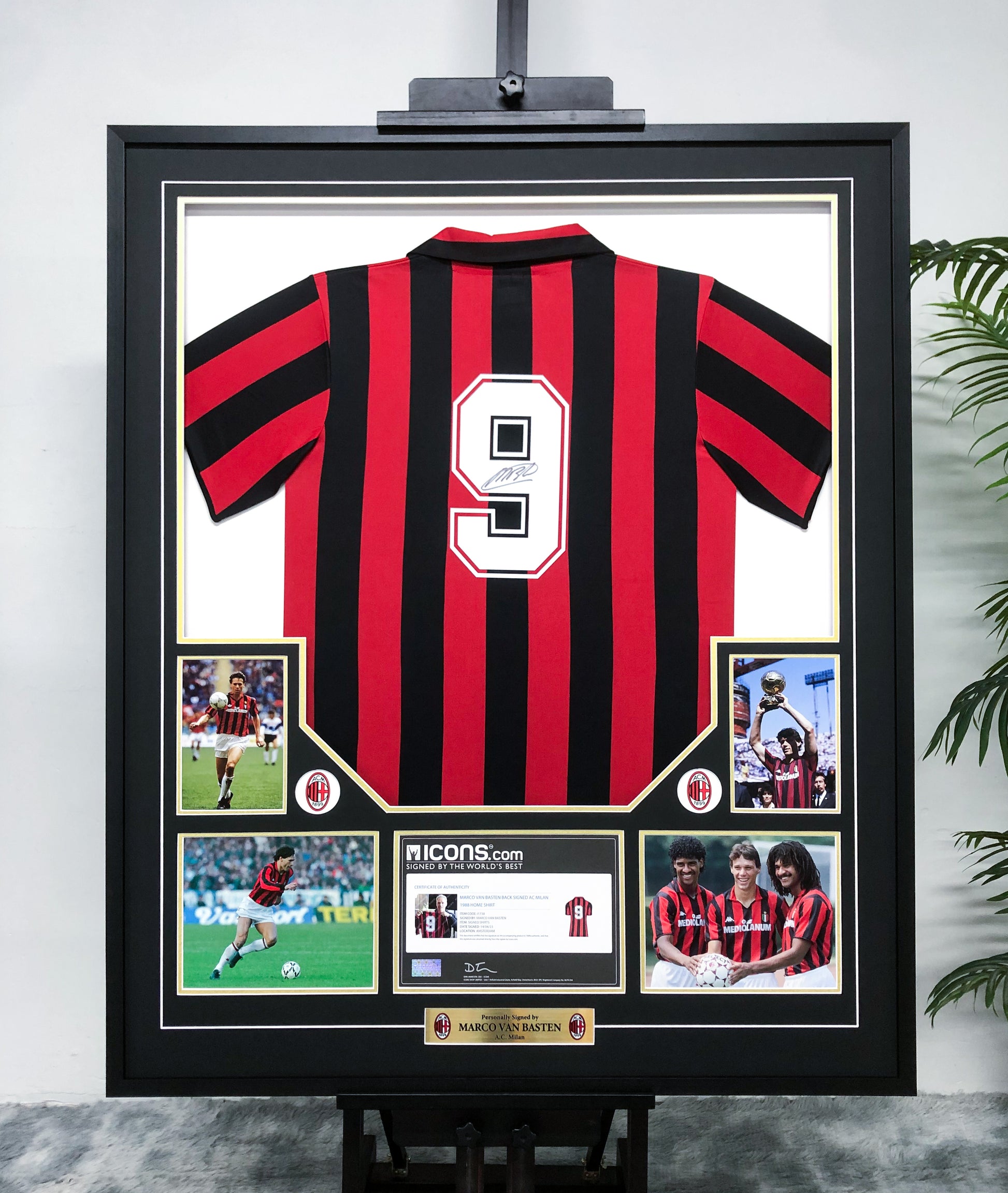 A.C. Milan Marco Van Basten Autographed Jersey with Personalized Custom Design Framed 00003