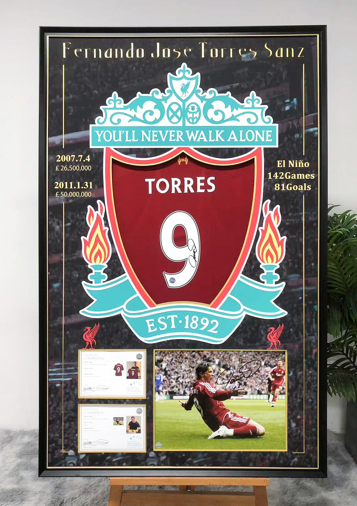 Liverpool Football Club簽名球衣個性化定製設計裱框000010