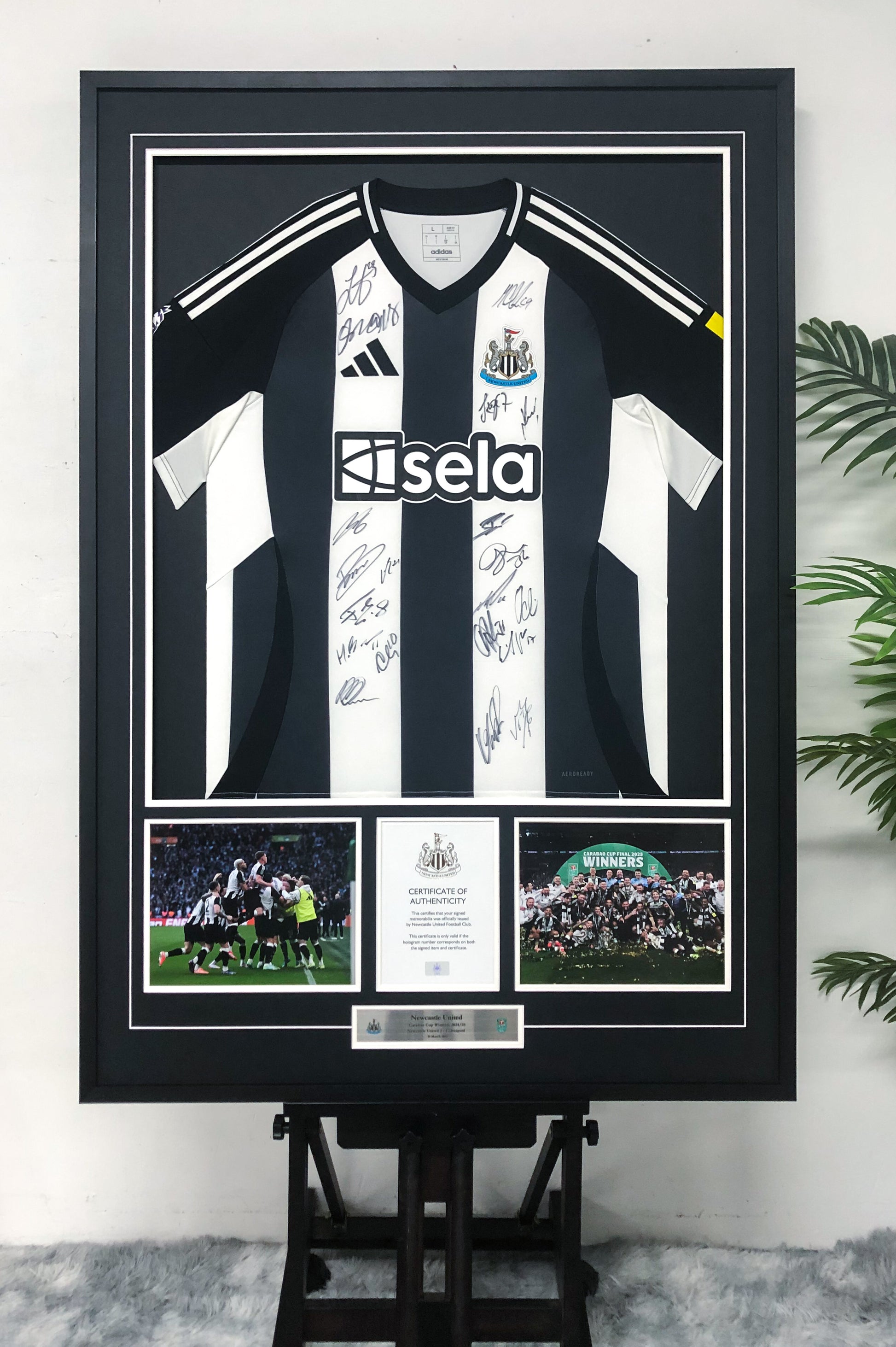 Newcastle United F.C.  Autographed Jersey with Personalized Custom Design Framed 00002