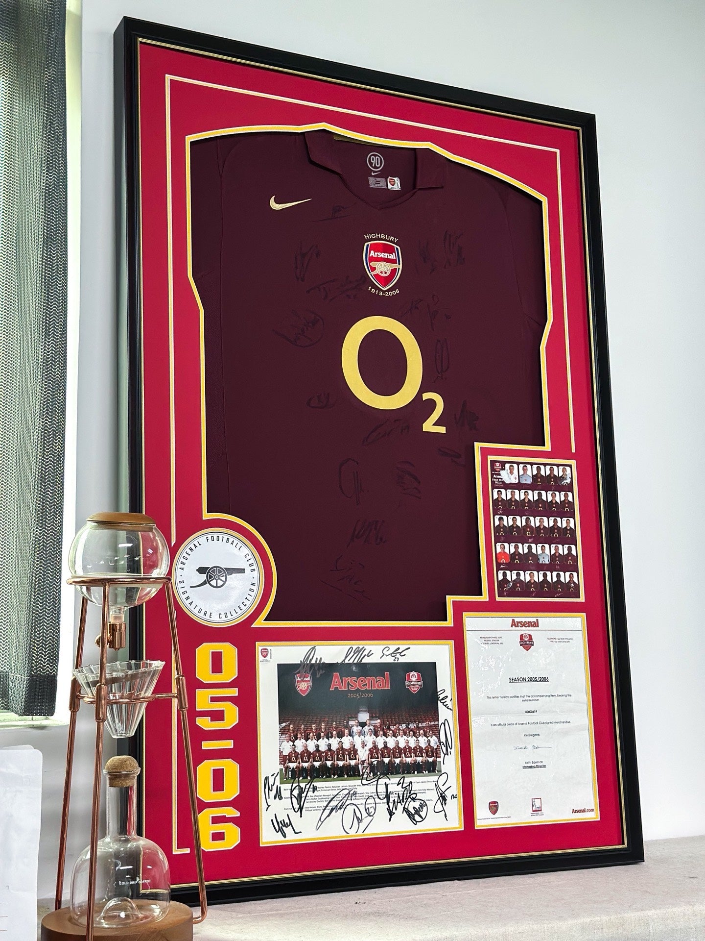 The Arsenal Football Club Autographed Jersey with Personalized Custom Design Framed 00029