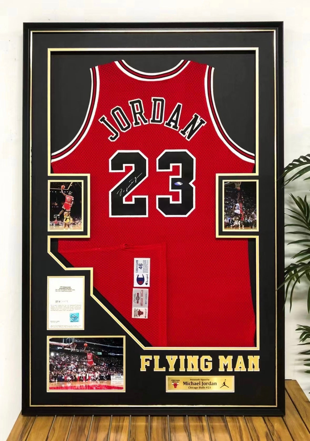 Chicago Bulls Michael Jordan Autographed Jersey with Personalized Custom Design Framed 00007