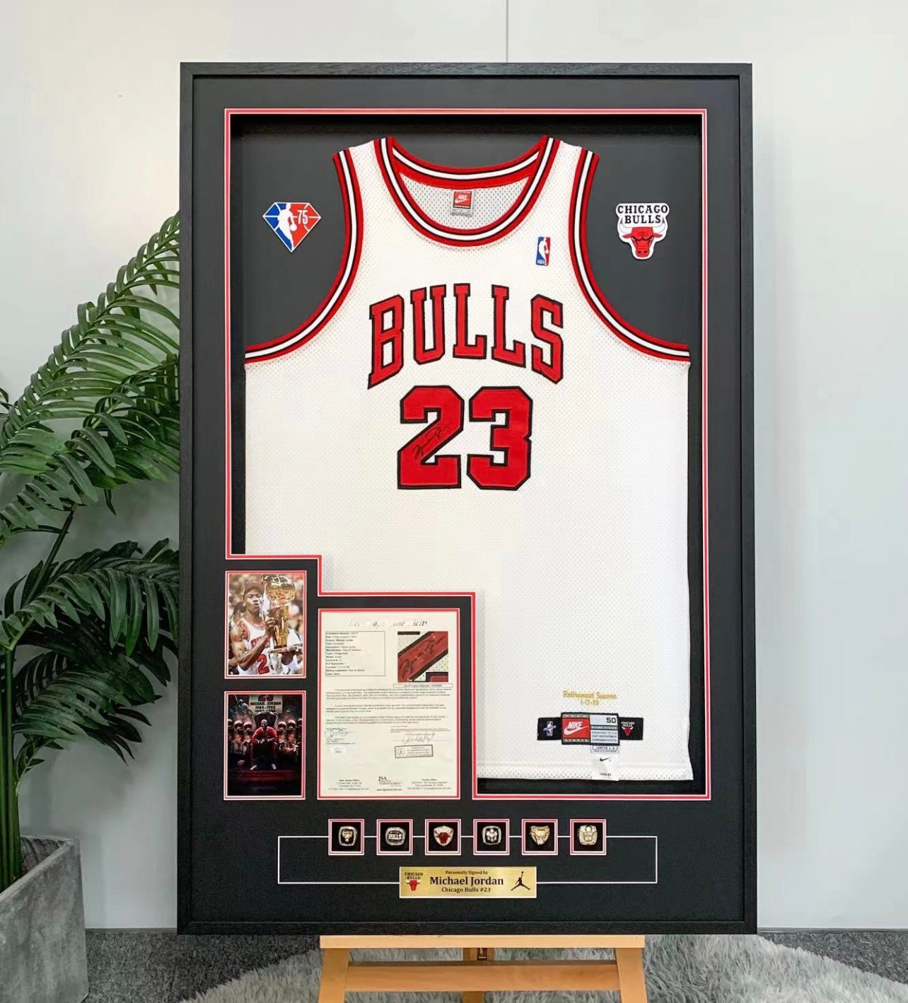 Chicago Bulls Michael Jordan Autographed Jersey with Personalized Custom Design Framed 00008