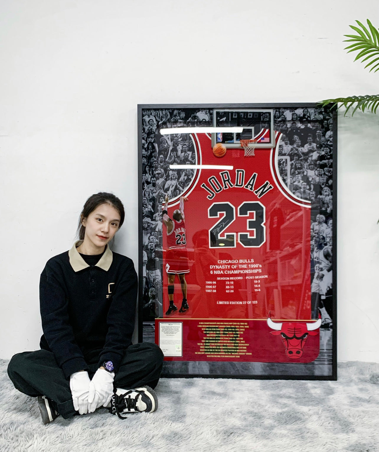 Chicago Bulls Michael Jordan Autographed Jersey with Personalized Custom Design Framed 00013