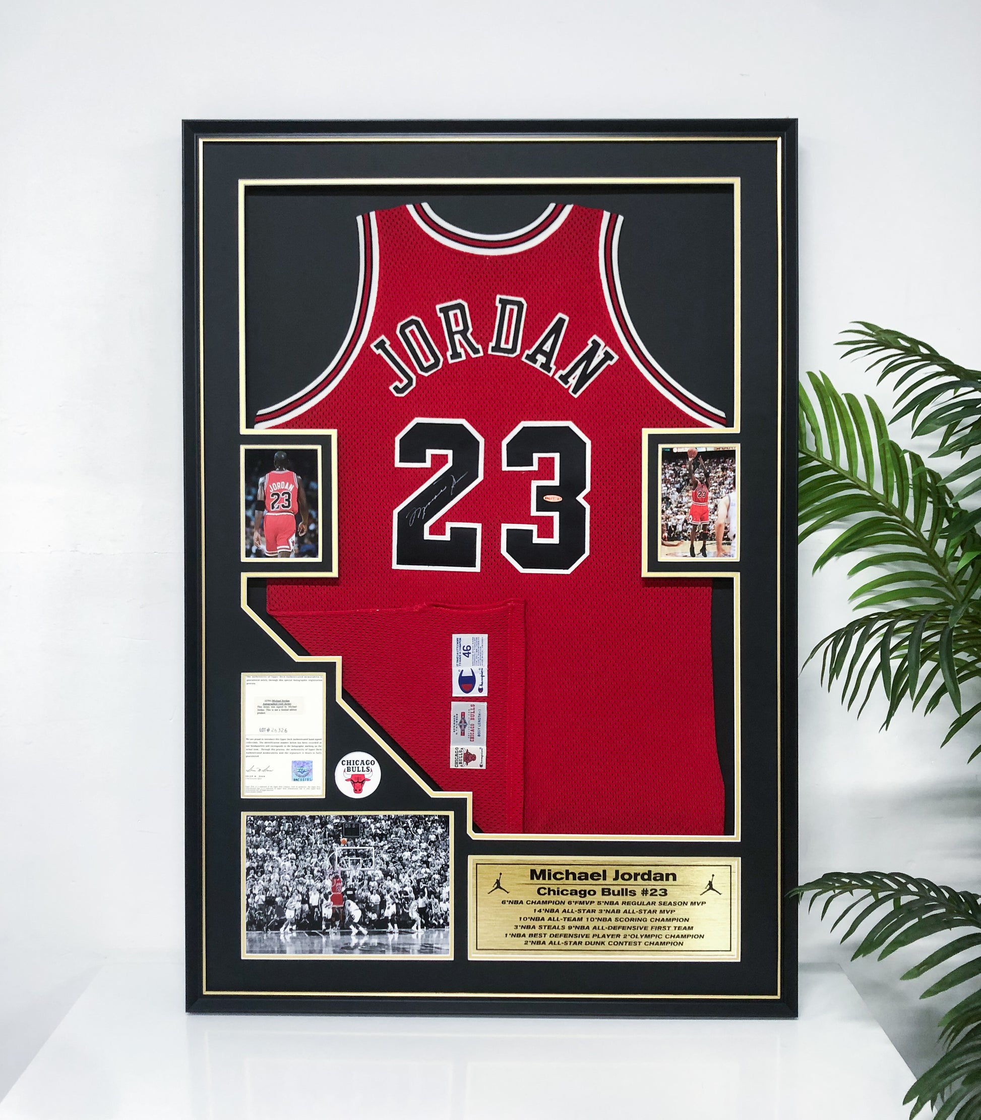 Chicago Bulls Michael Jordan Autographed Jersey with Personalized Custom Design Framed 000018
