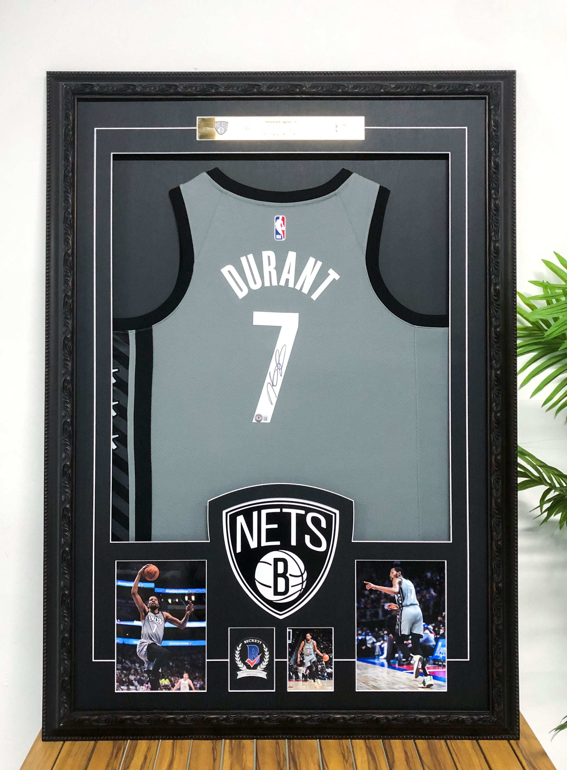 Brooklyn Nets Kevin Durant Autographed Jersey with Personalized Custom Design Framed 000017