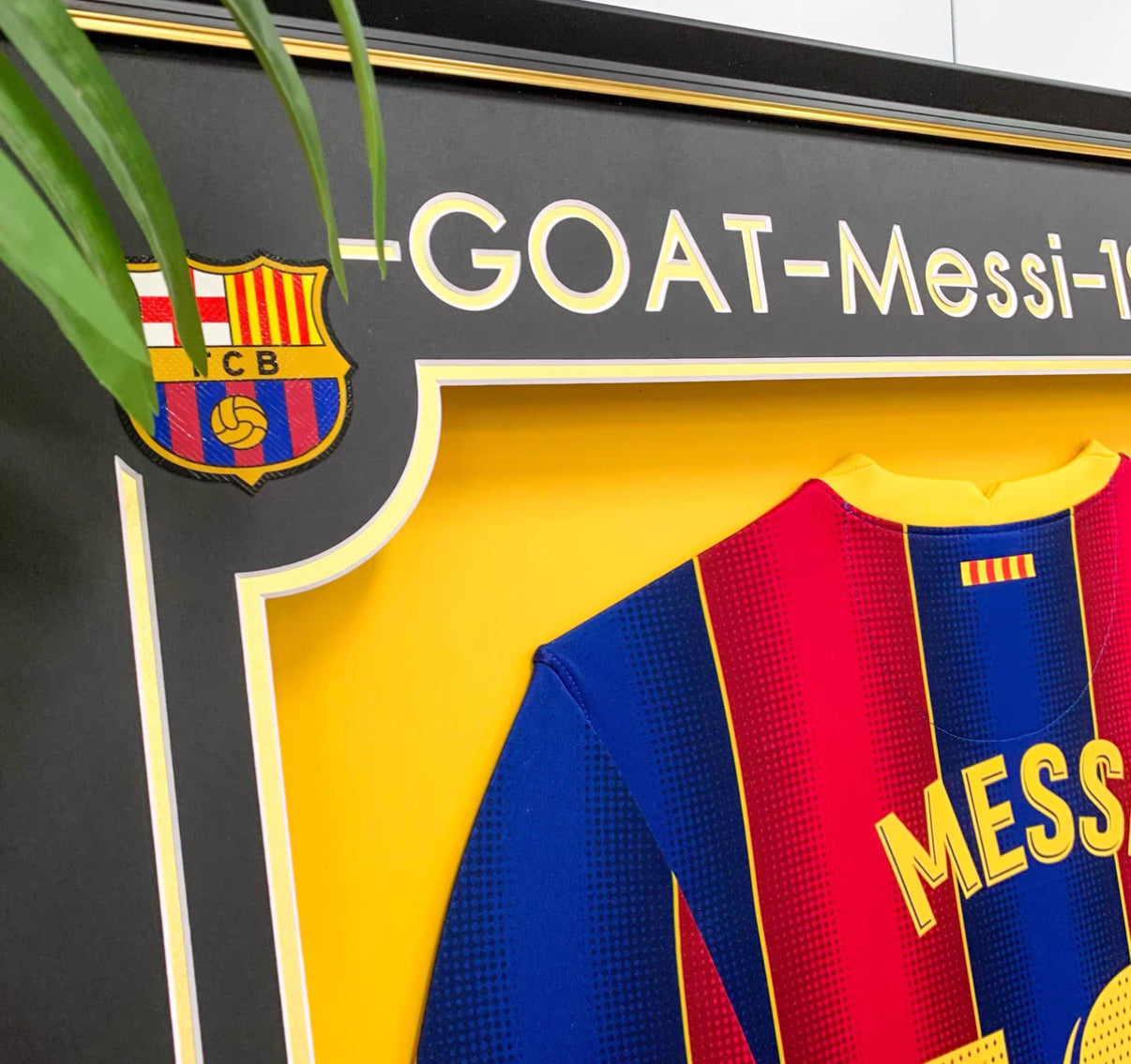 FC Barcelona Lionel Messi Autographed Jersey with Personalized Custom Design Framed 000025