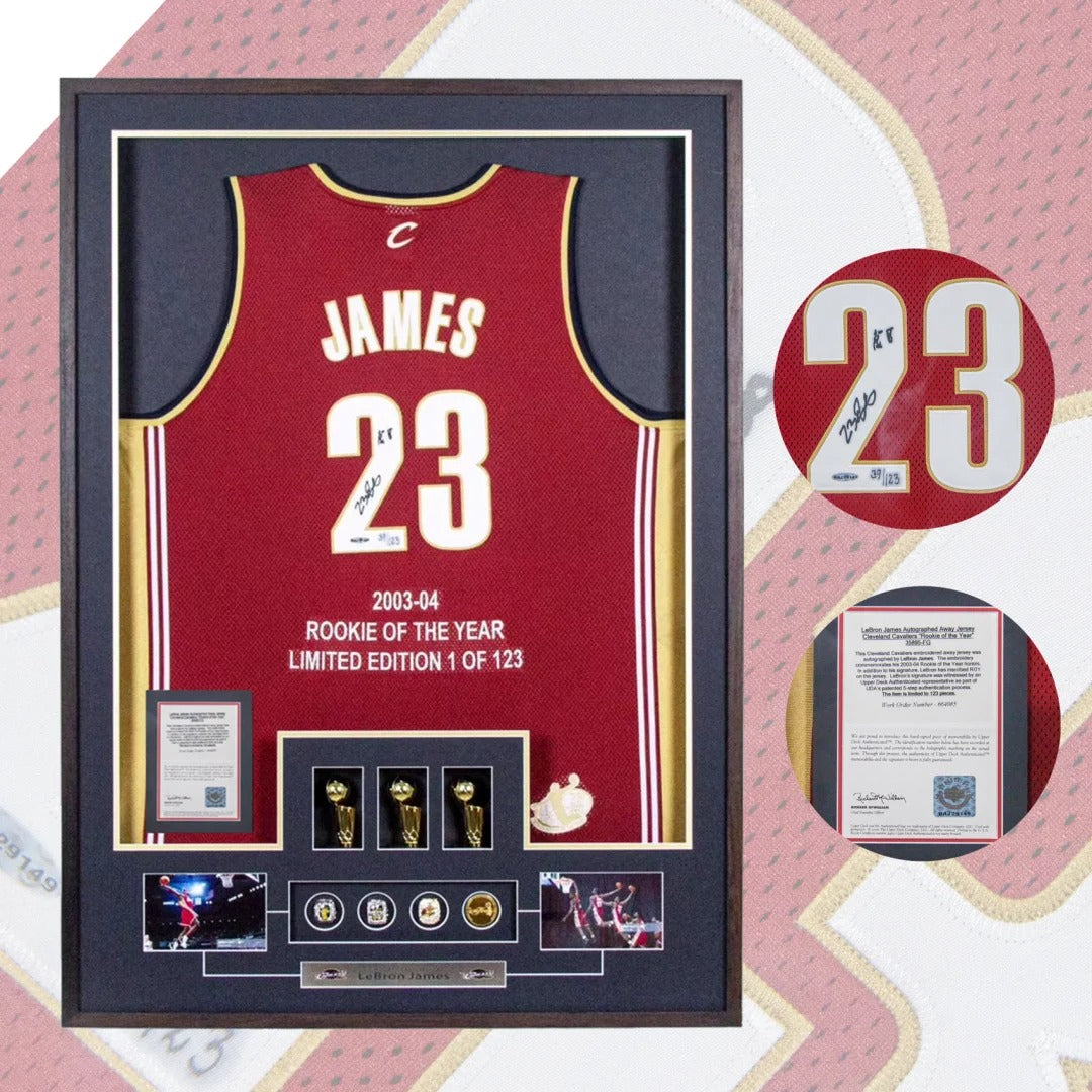 Cleveland Cavaliers LeBron James Autographed Jersey with Personalized Custom Design Framed 000019