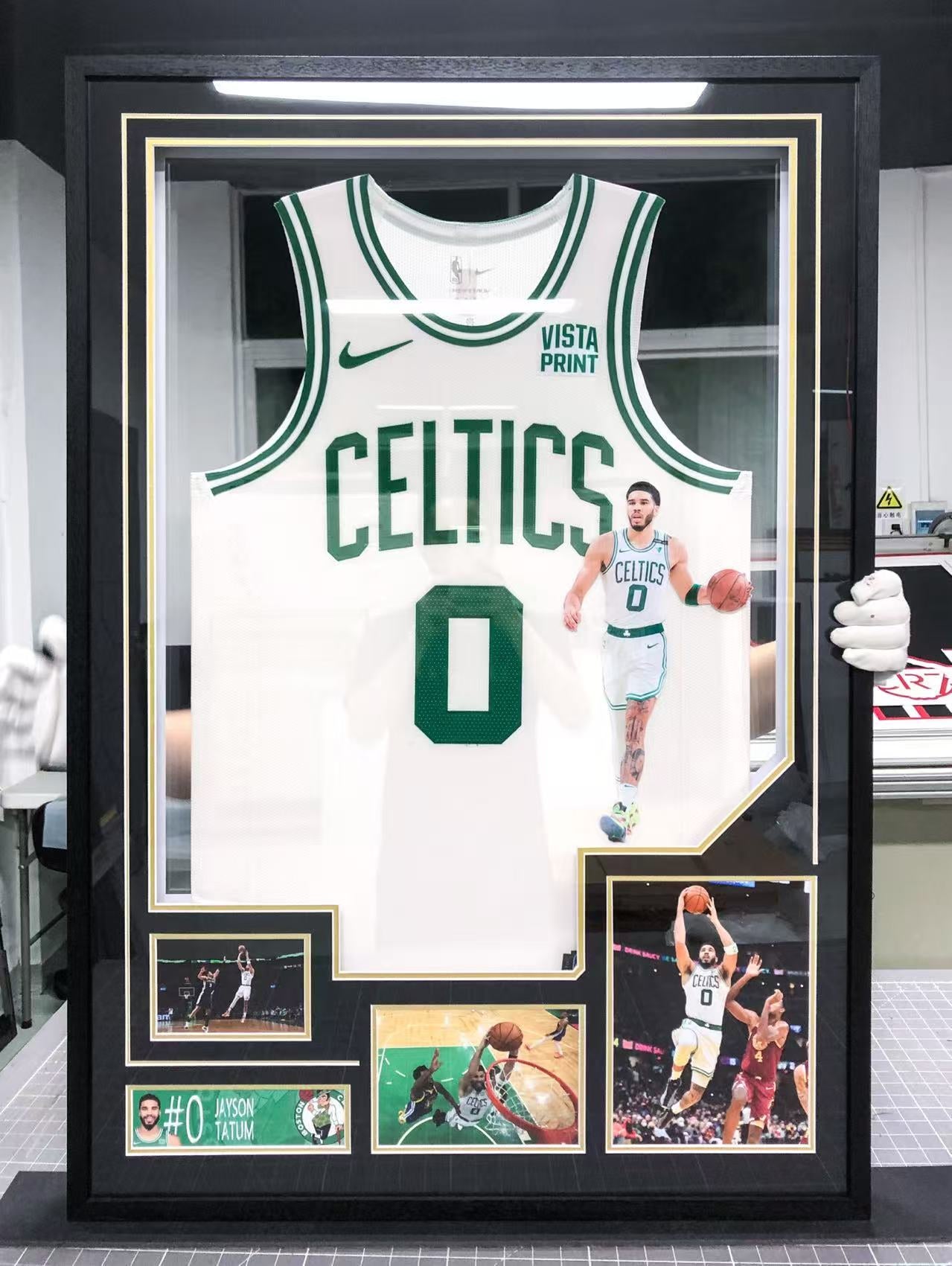 Boston Celtics Tatum Autographed Jersey with Personalized Custom Design Framed 00005