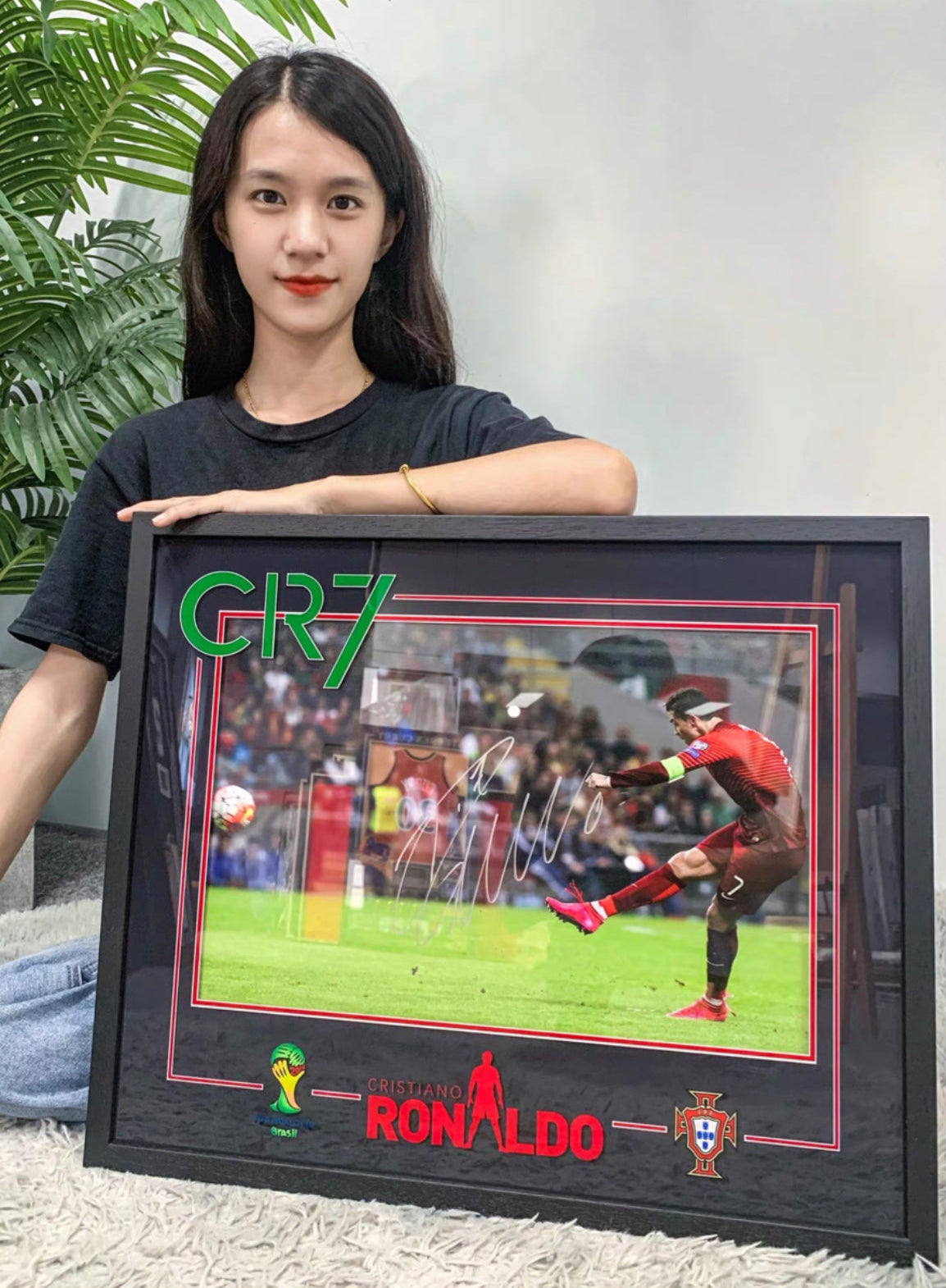 Portugal Cristiano Ronaldo Poster with Personalized Custom Design Framed 000054