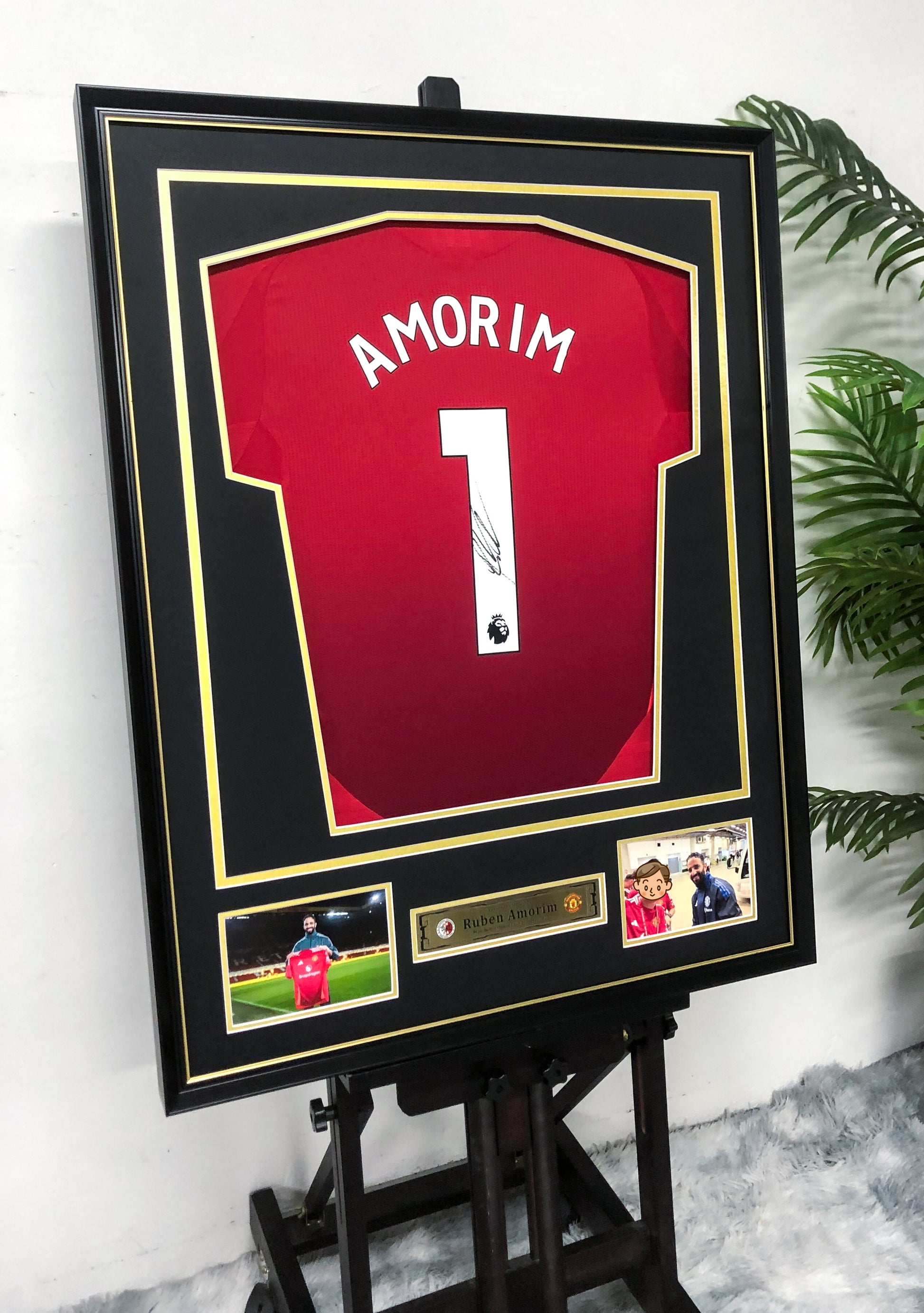 Manchester United Ruben Amorim  Autographed Jersey with Personalized Custom Design Framed 00074