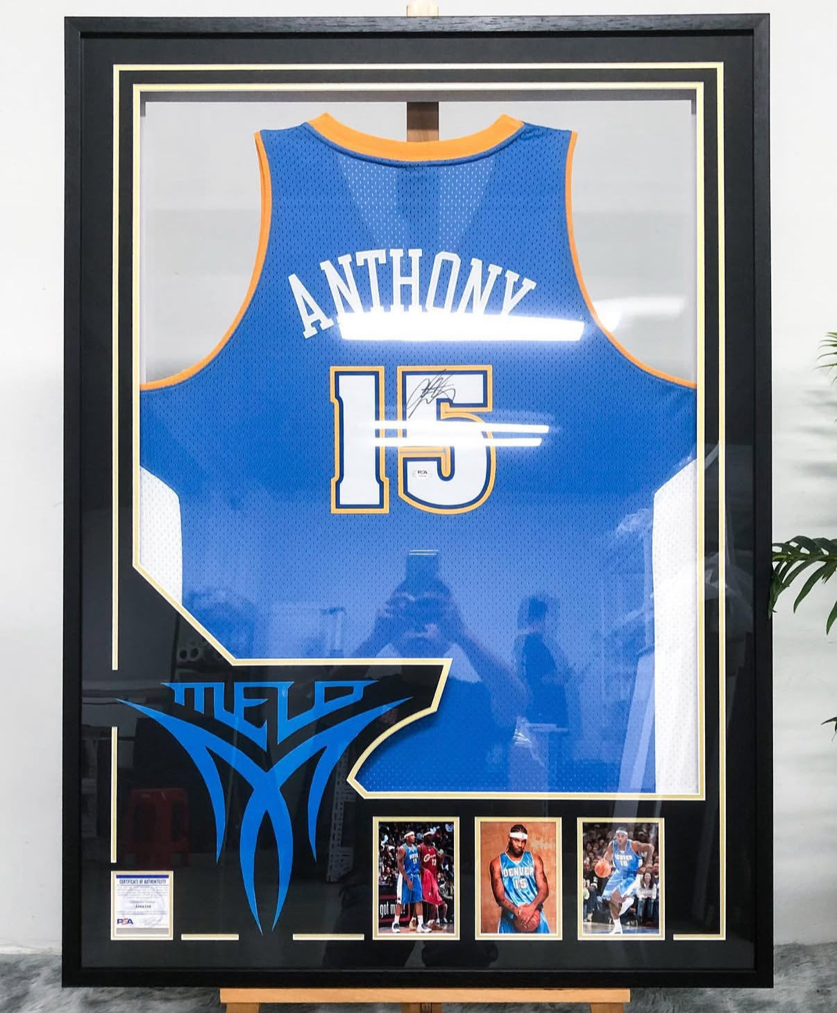 Denver Nuggets Carmelo Anthony Autographed Jersey with Personalized Custom Design Framed 00006