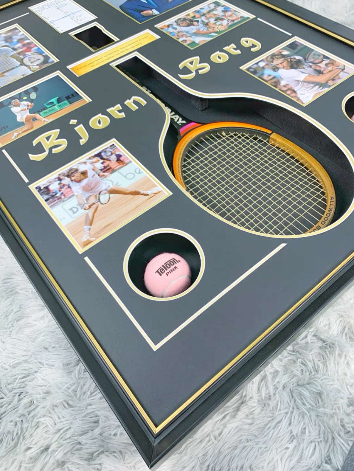 Borg Tennis racket Sentimental Item with Personalized Custom Design Framed 00008