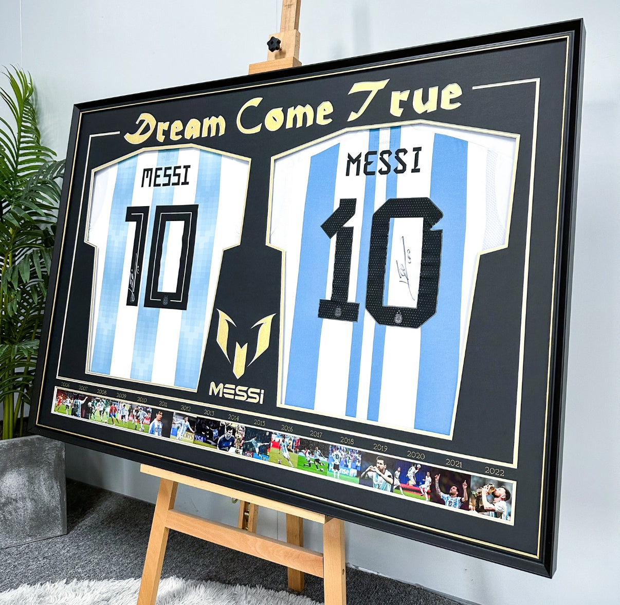 Argentina Lionel Messi Autographed Jersey with Personalized Custom Design Framed 000030