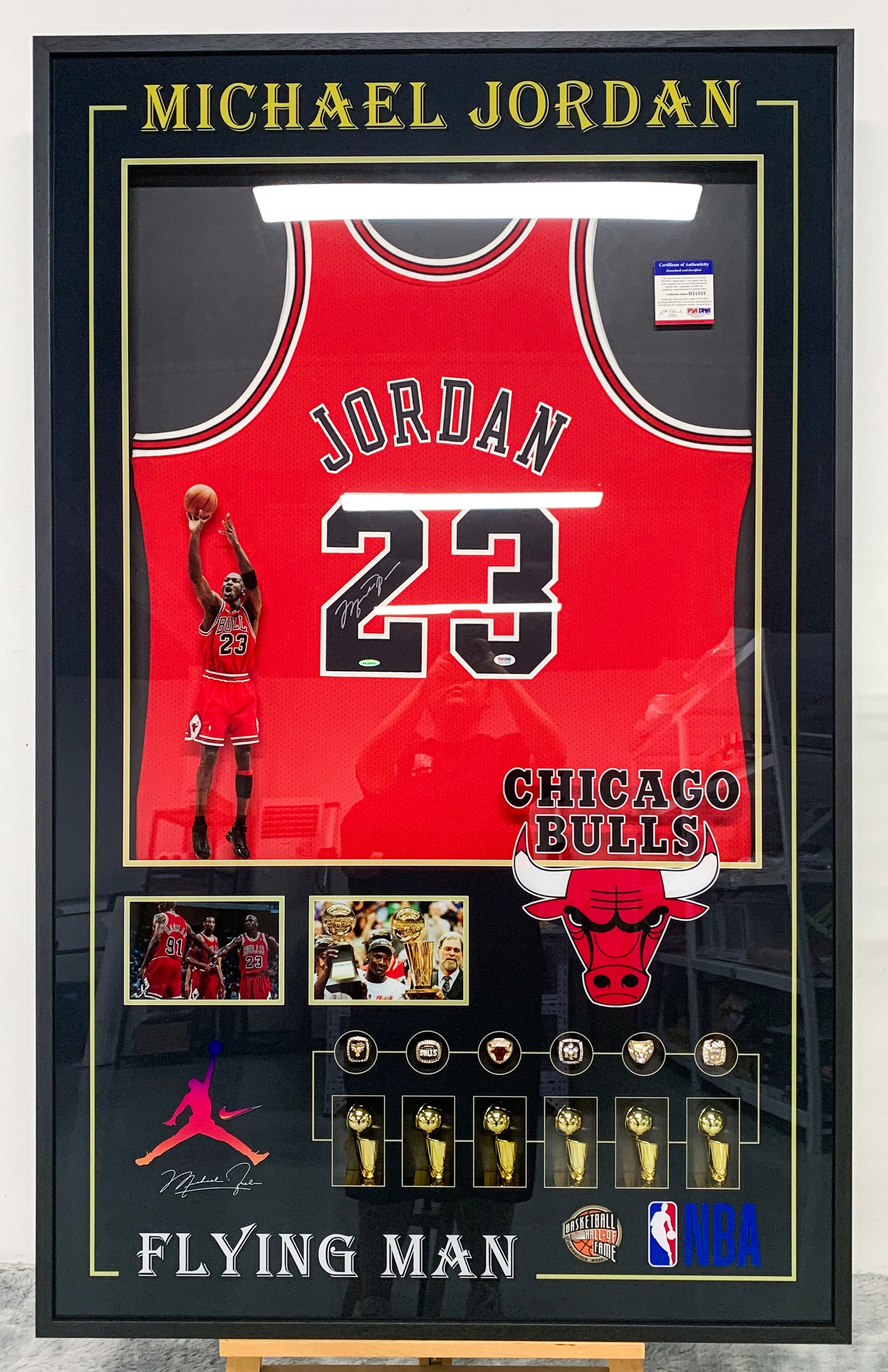 Chicago Bulls Michael Jordan Autographed Jersey with Personalized Custom Design Framed 000021