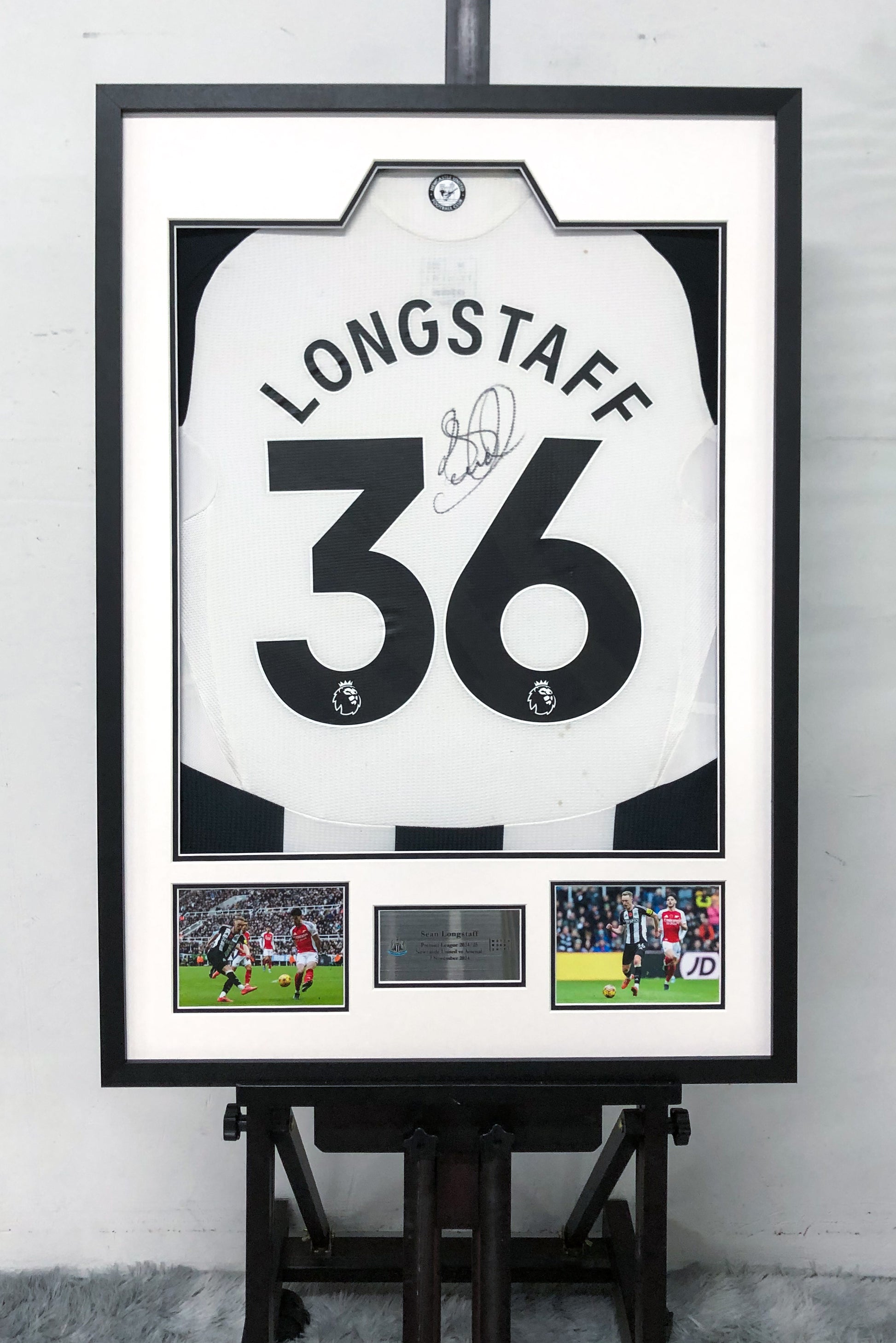 Newcastle United F.C. Sean Longstaff Autographed Jersey with Personalized Custom Design Framed 00001