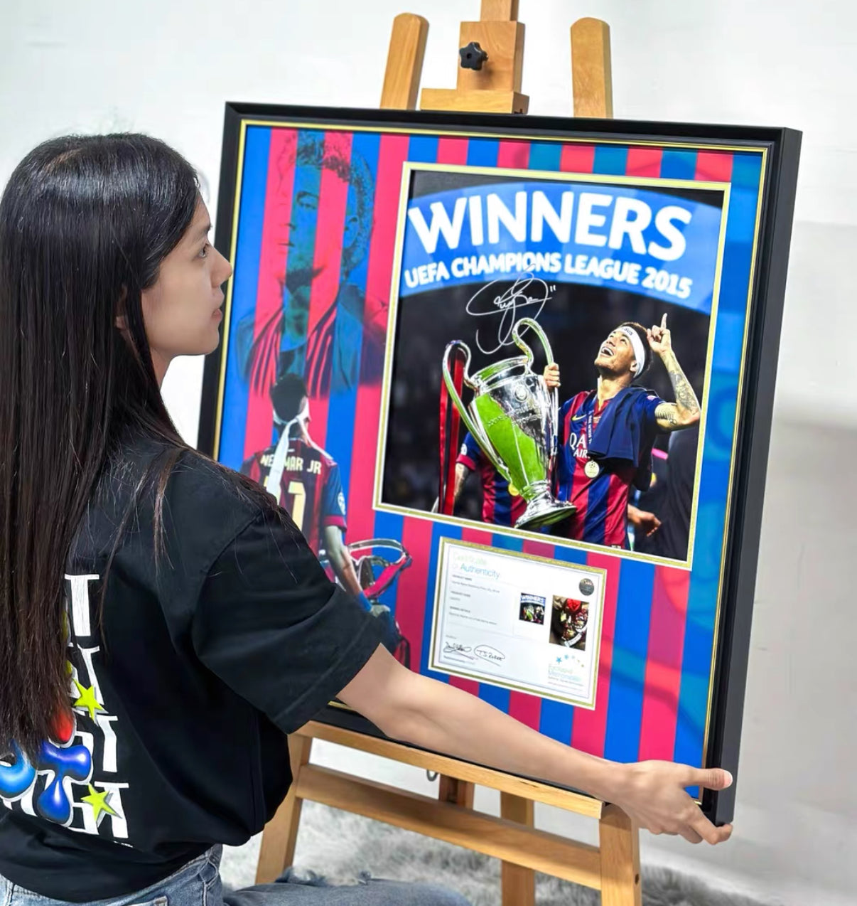 FC Barcelona Neymar Poster with Personalized Custom Design Framed 000013