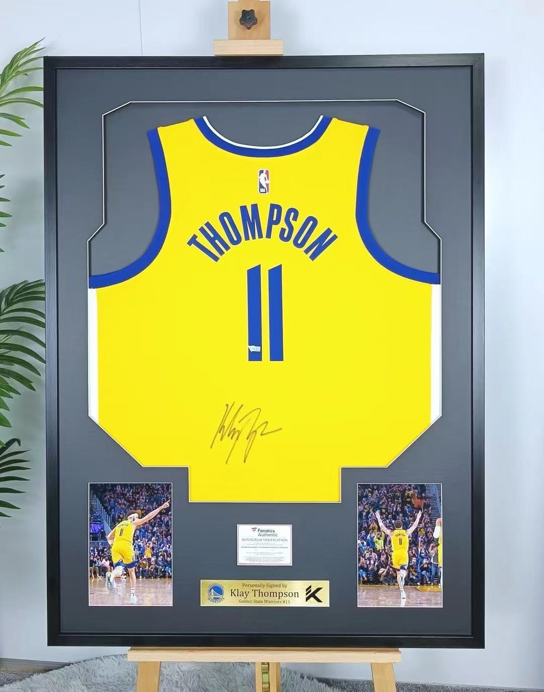 Golden State Warriors Klay Thompson Autographed Jersey with Standard Design Framed
