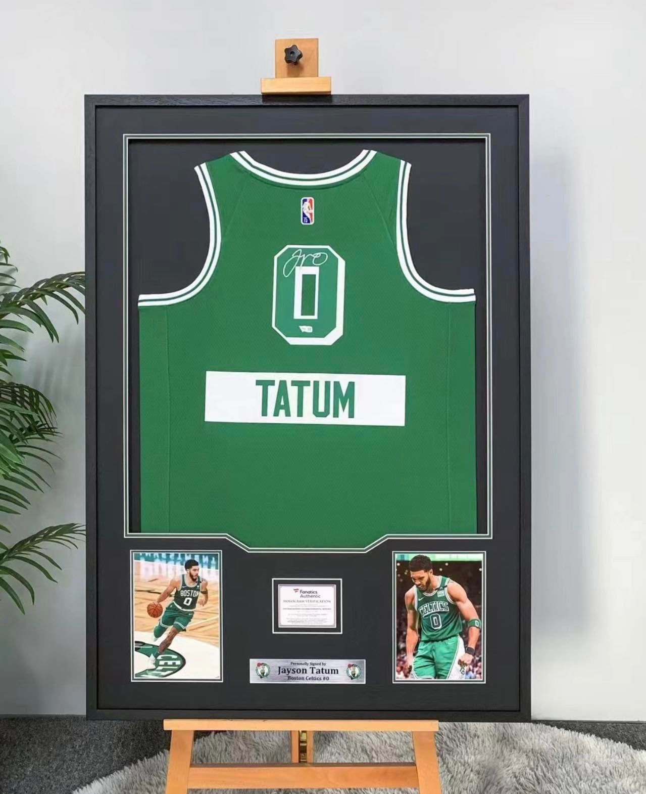 Boston Celtics Tatum Autographed Jersey with Standard Design Framed00003