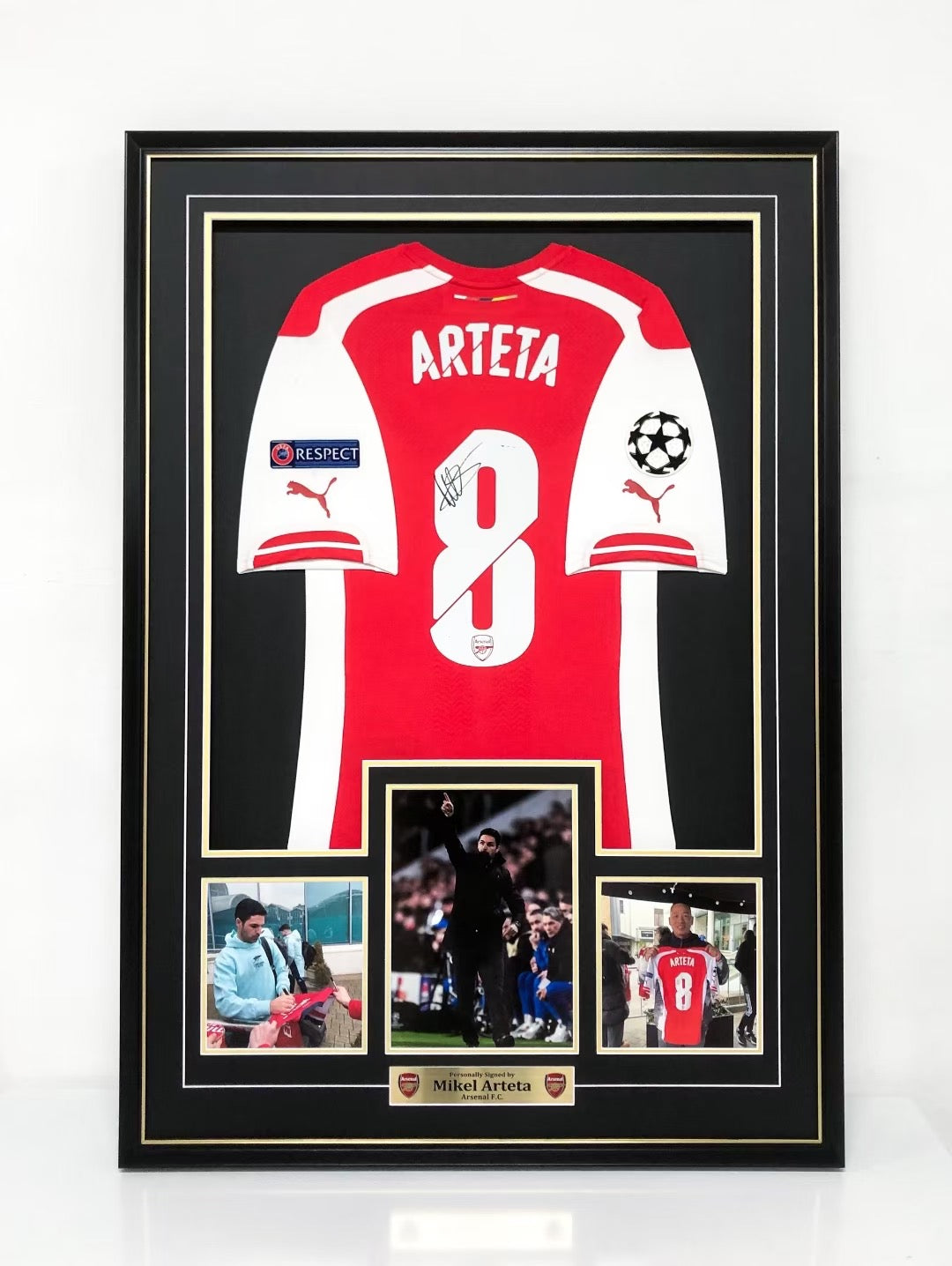The Arsenal Football Club Mikel Arteta Autographed Jersey with Personalized Custom Design Framed 00025