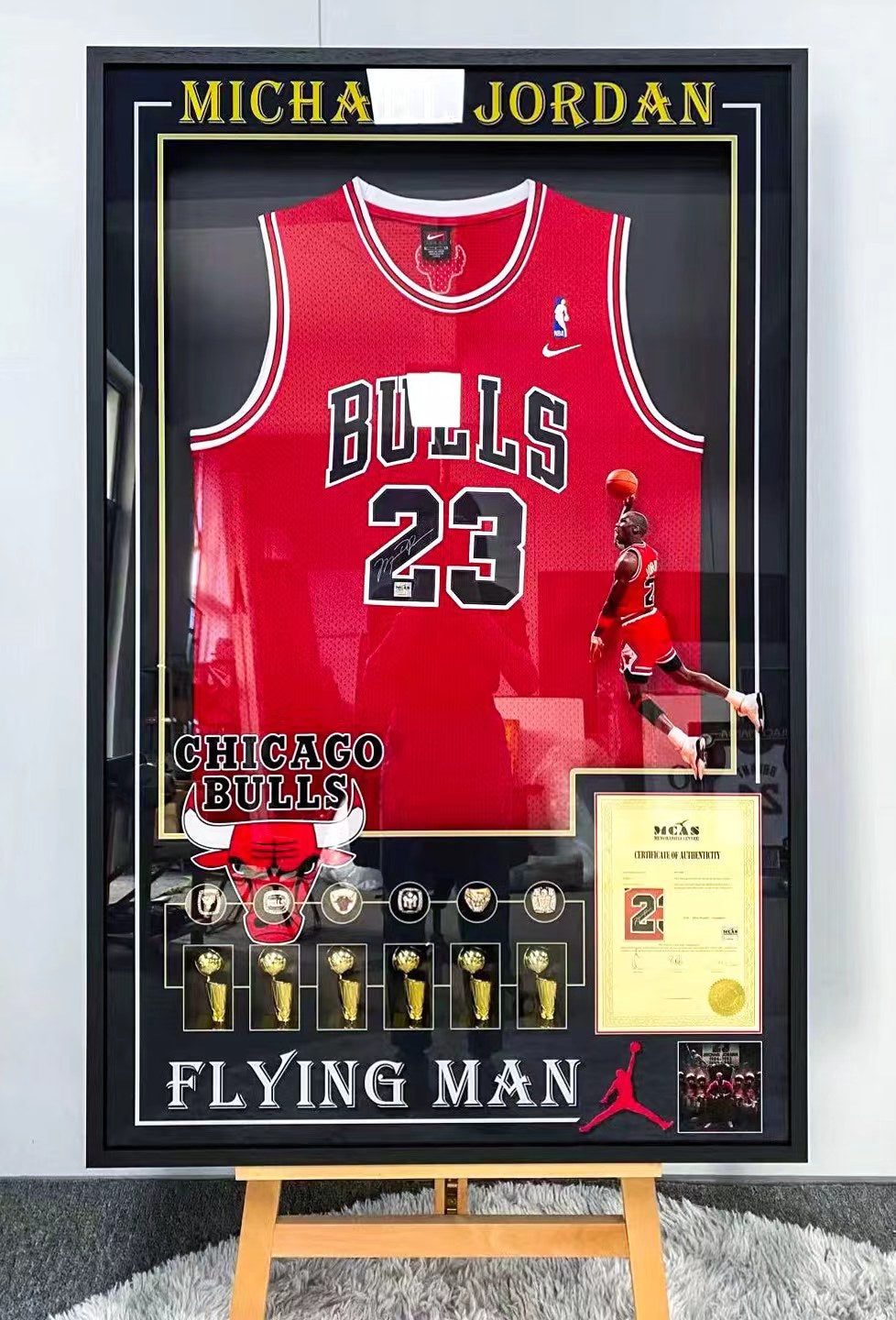 Chicago Bulls Michael Jordan Autographed Jersey with Personalized Custom Design Framed 00006