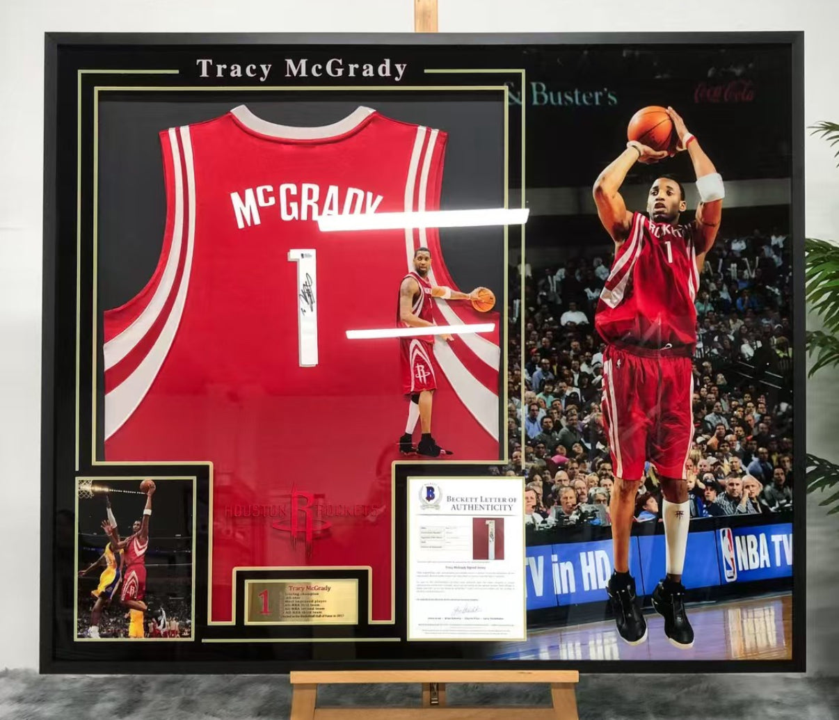 Houston Rockets Tracy McGrady Autographed Jersey with Personalized Custom Design Framed 000015