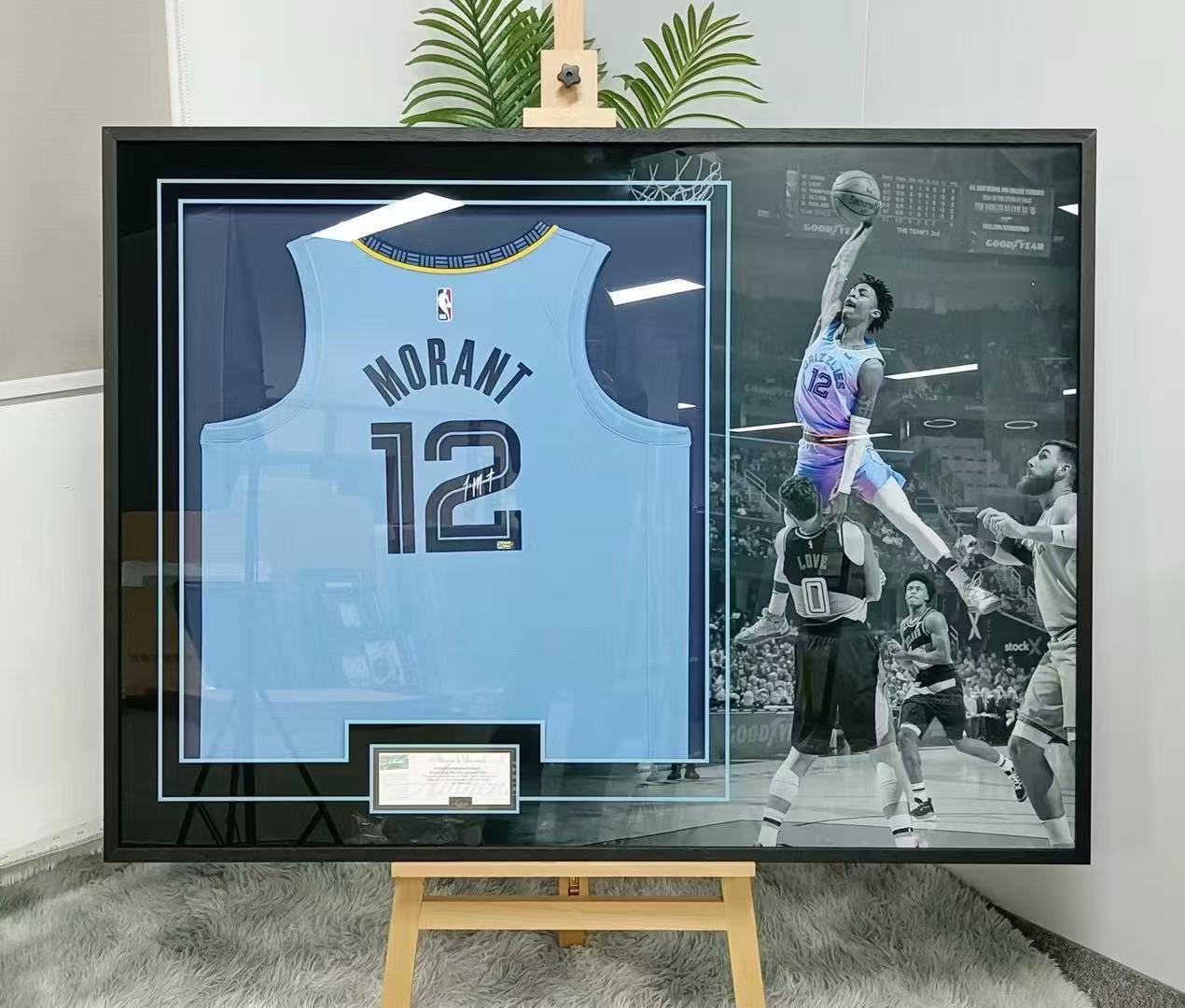 Memphis Grizzlies Ja Morant Autographed Jersey with Personalized Custom Design Framed 000010