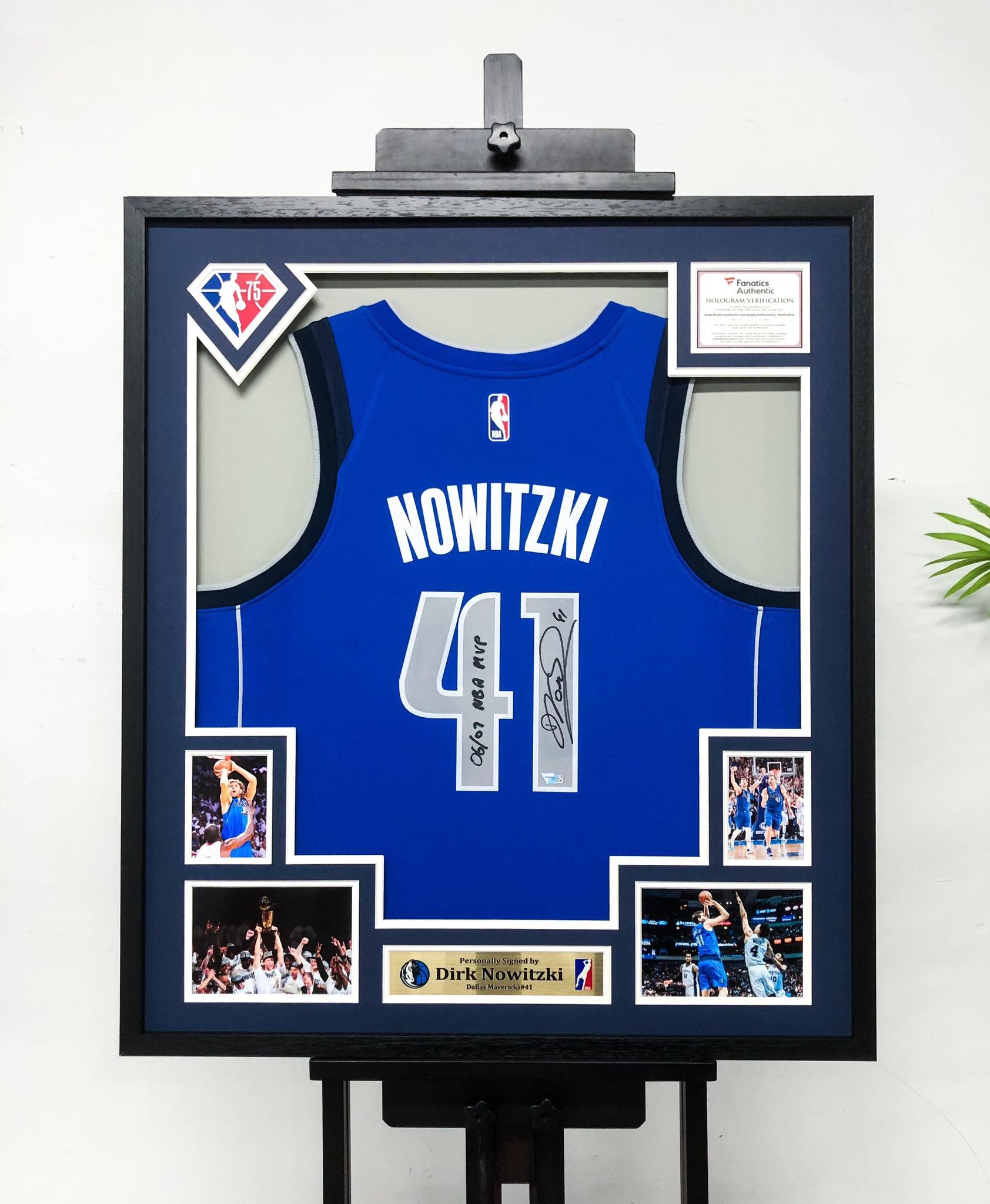 Dallas Mavericks Dirk Nowitzki Autographed Jersey with Personalized Custom Design Framed 00006