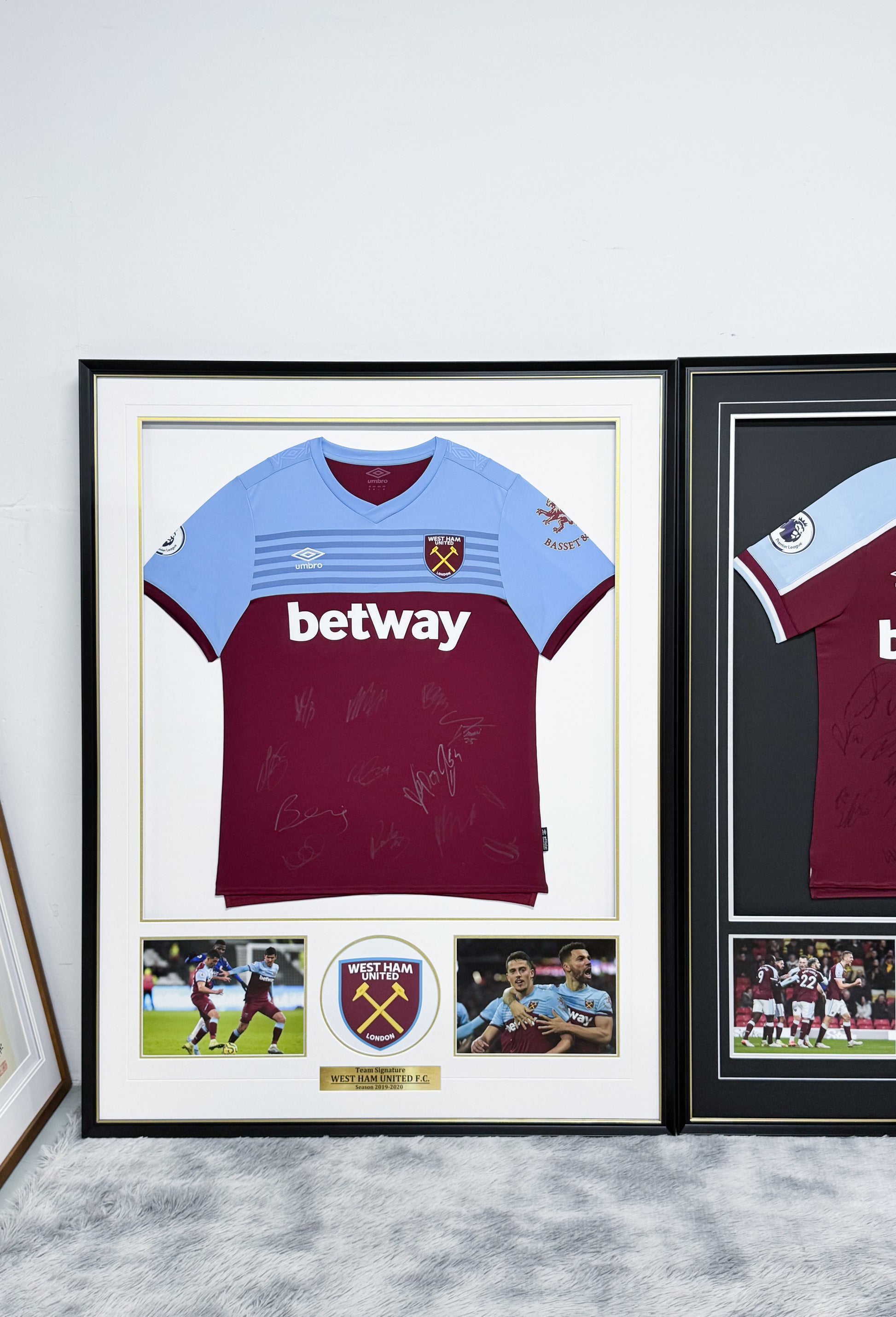 West Ham United F.C. Autographed Jersey with Personalized Custom Design Framed 00007