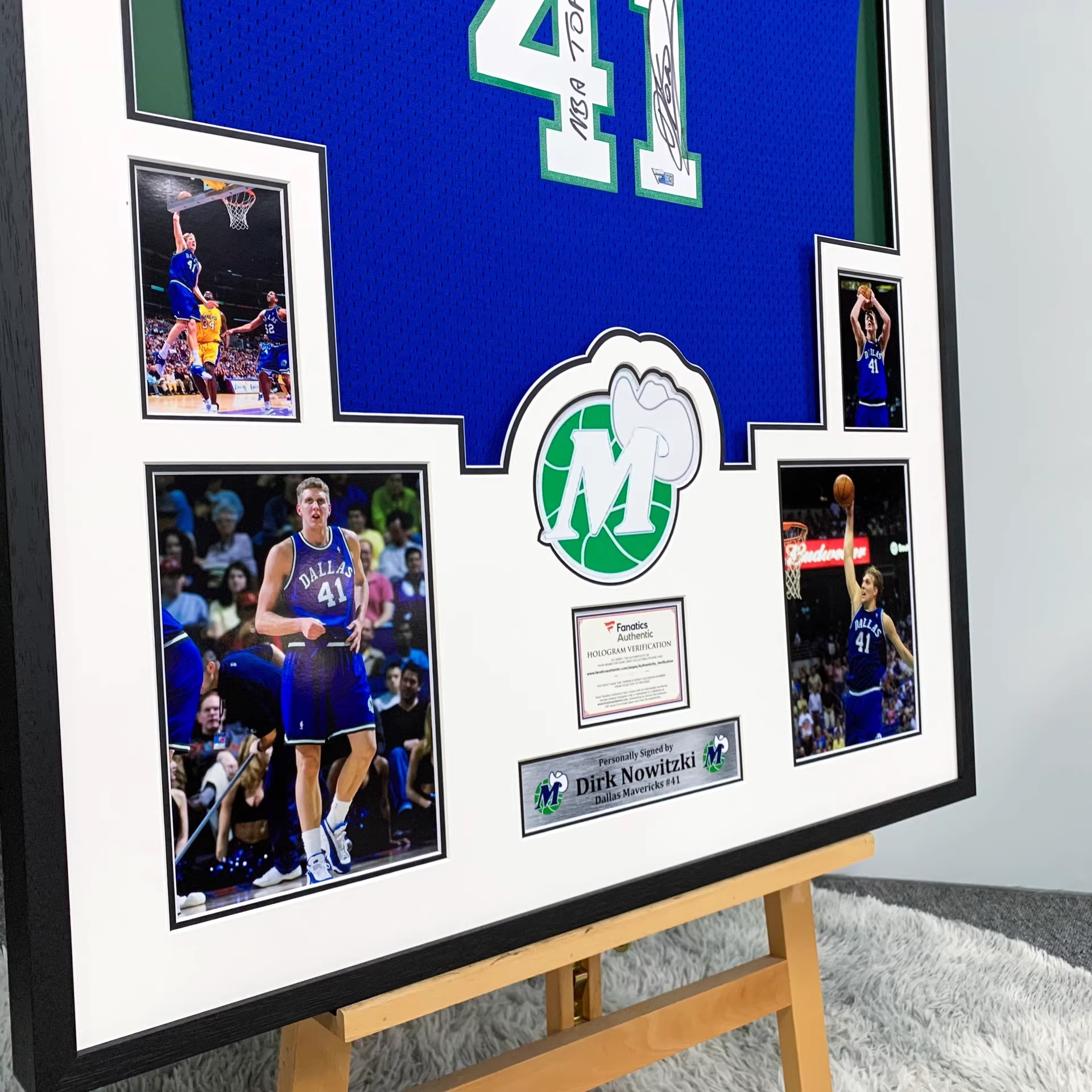 Dallas Mavericks Dirk Nowitzki Autographed Jersey with Personalized Custom Design Framed 00001