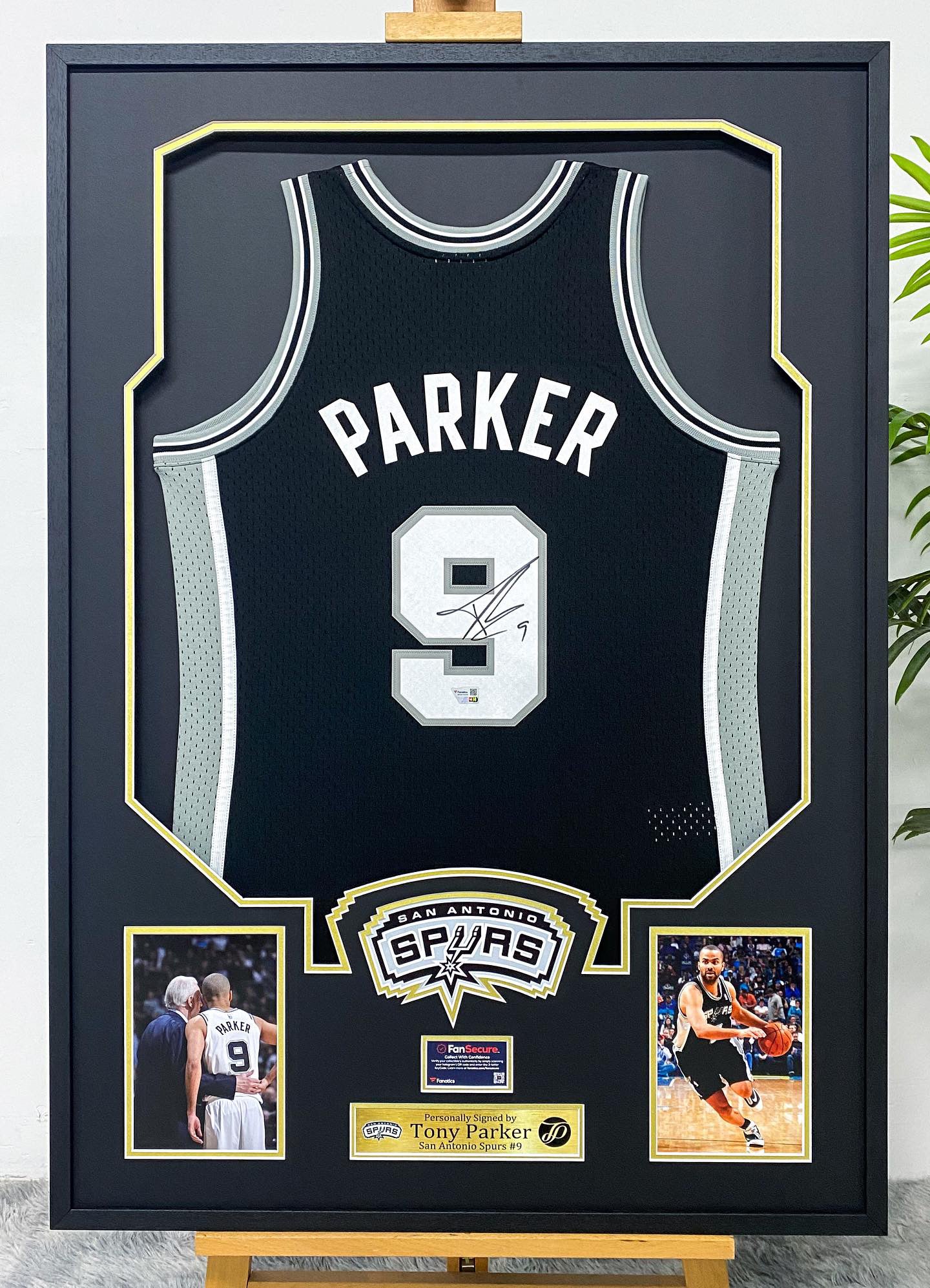 San Antonio Spurs Parker Autographed Jersey with Personalized Custom Design Framed 00003
